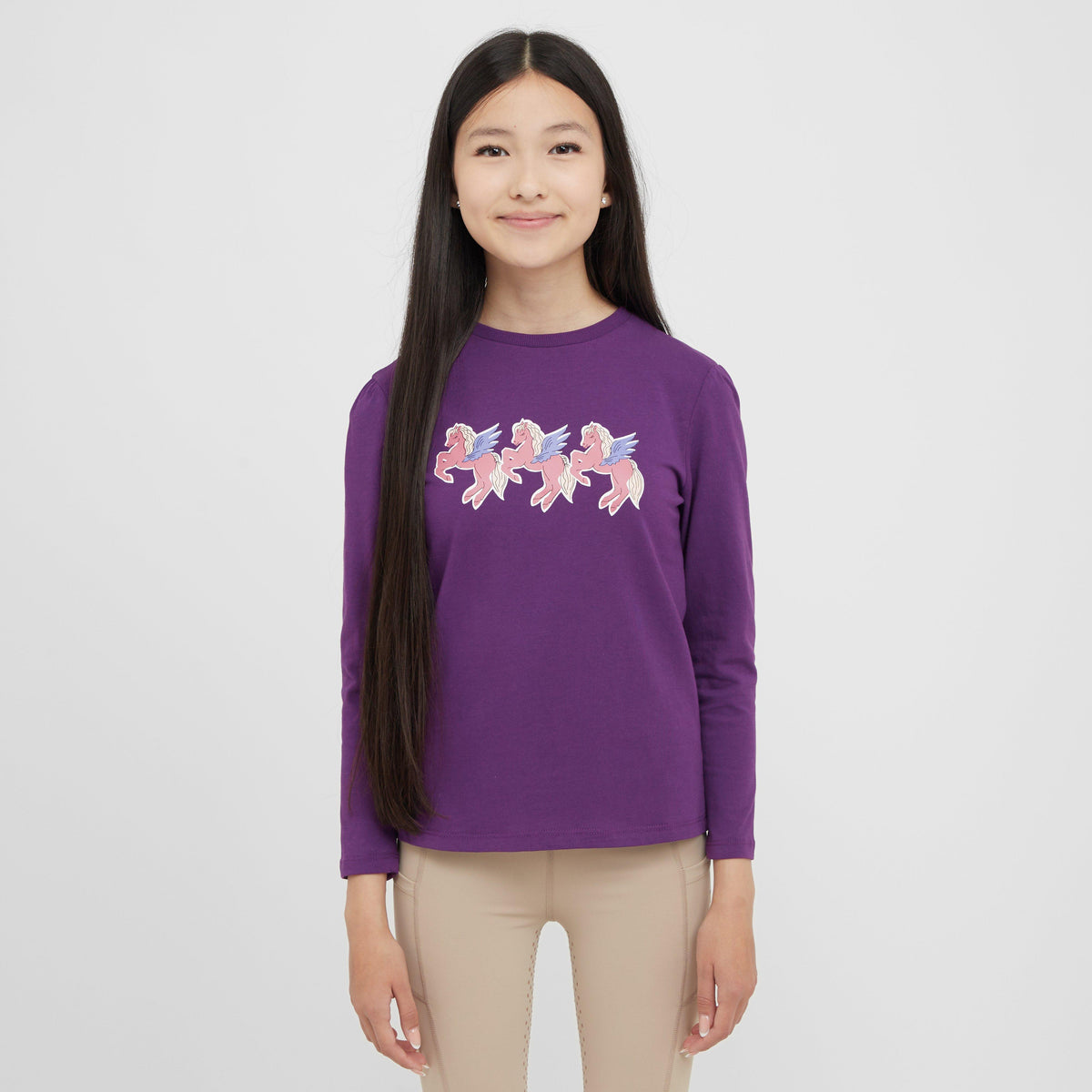 Kids Poppy Puff Sleeve Tee Imperial Purple/Winged Ponies
