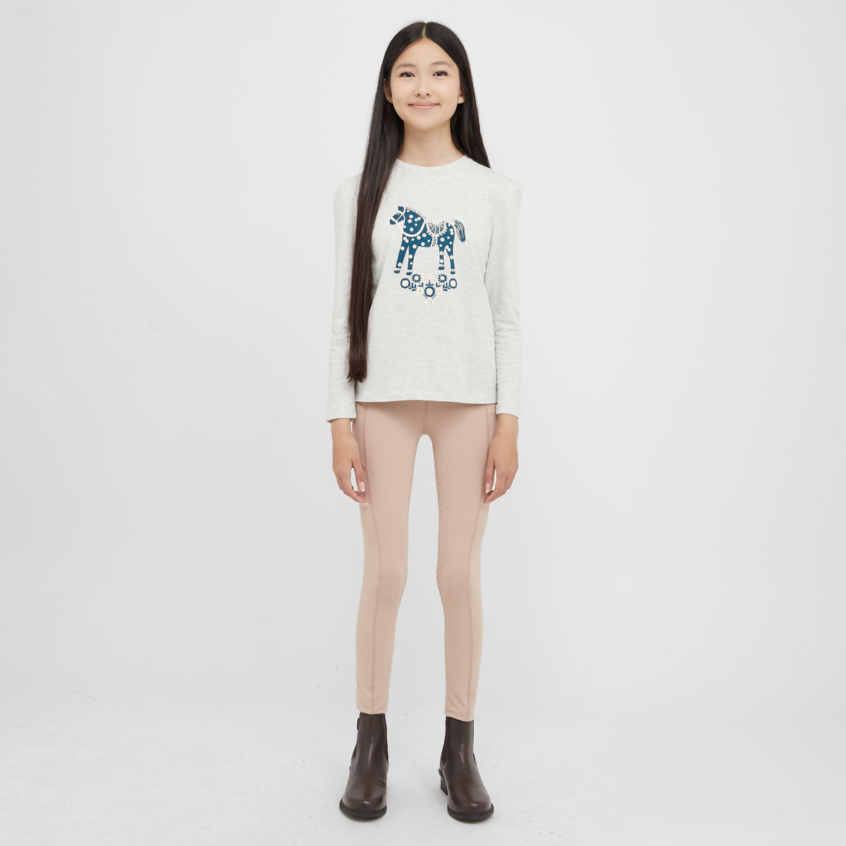 Kids Poppy Puff Sleeve Tee White Marle/Nordic Pony