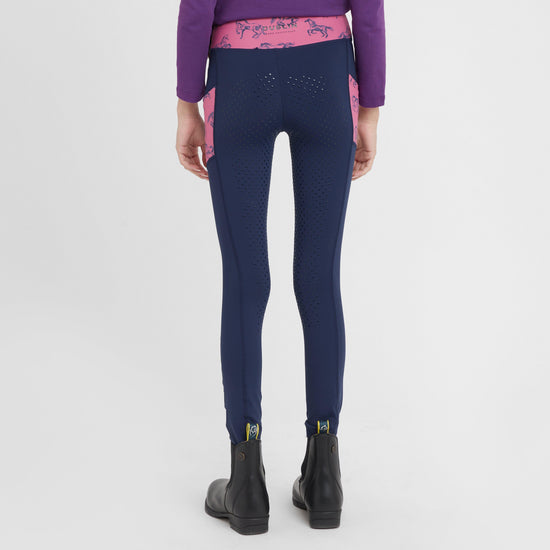 Kids Everyday Riding Tights Navy/Frolicking Horses