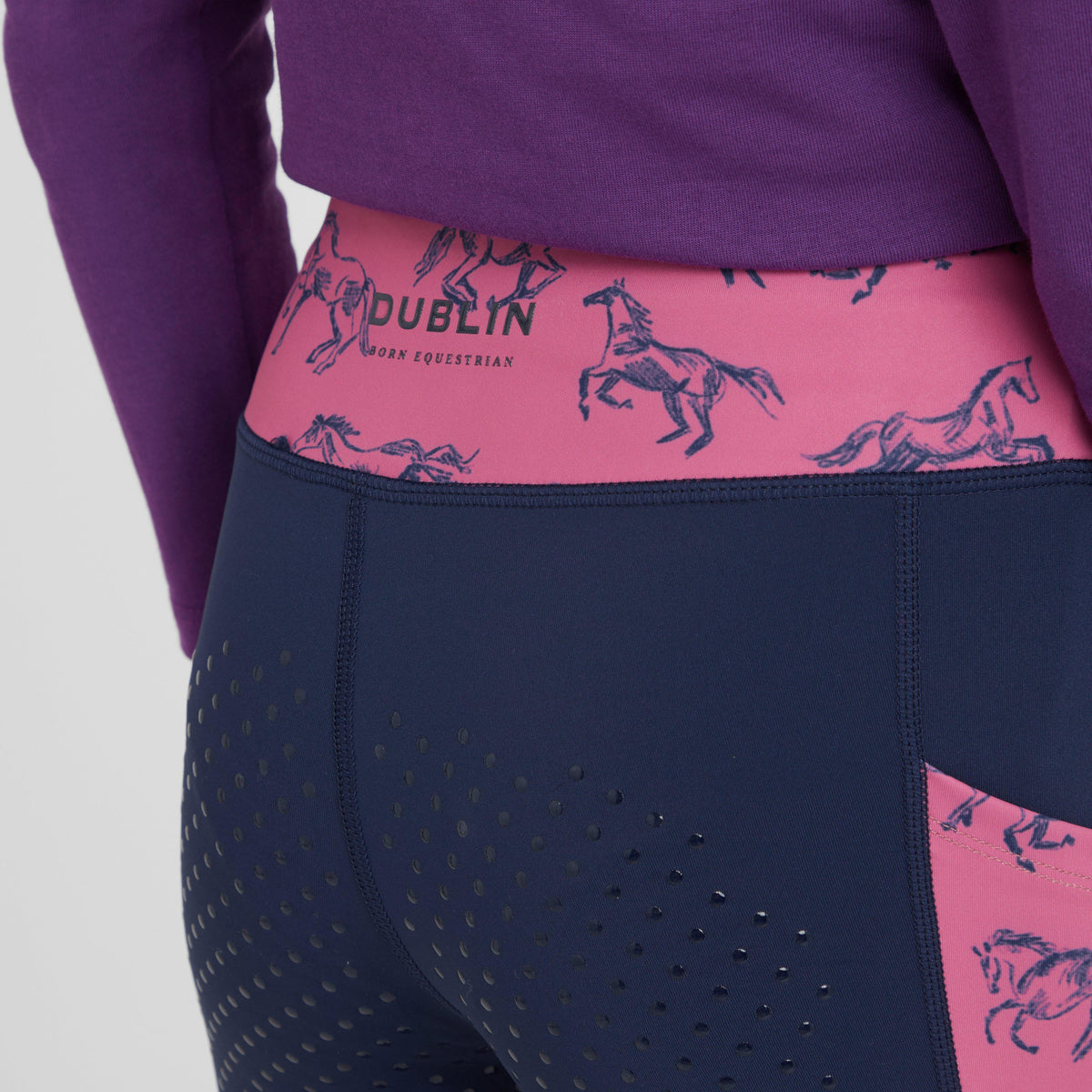 Kids Everyday Riding Tights Navy/Frolicking Horses