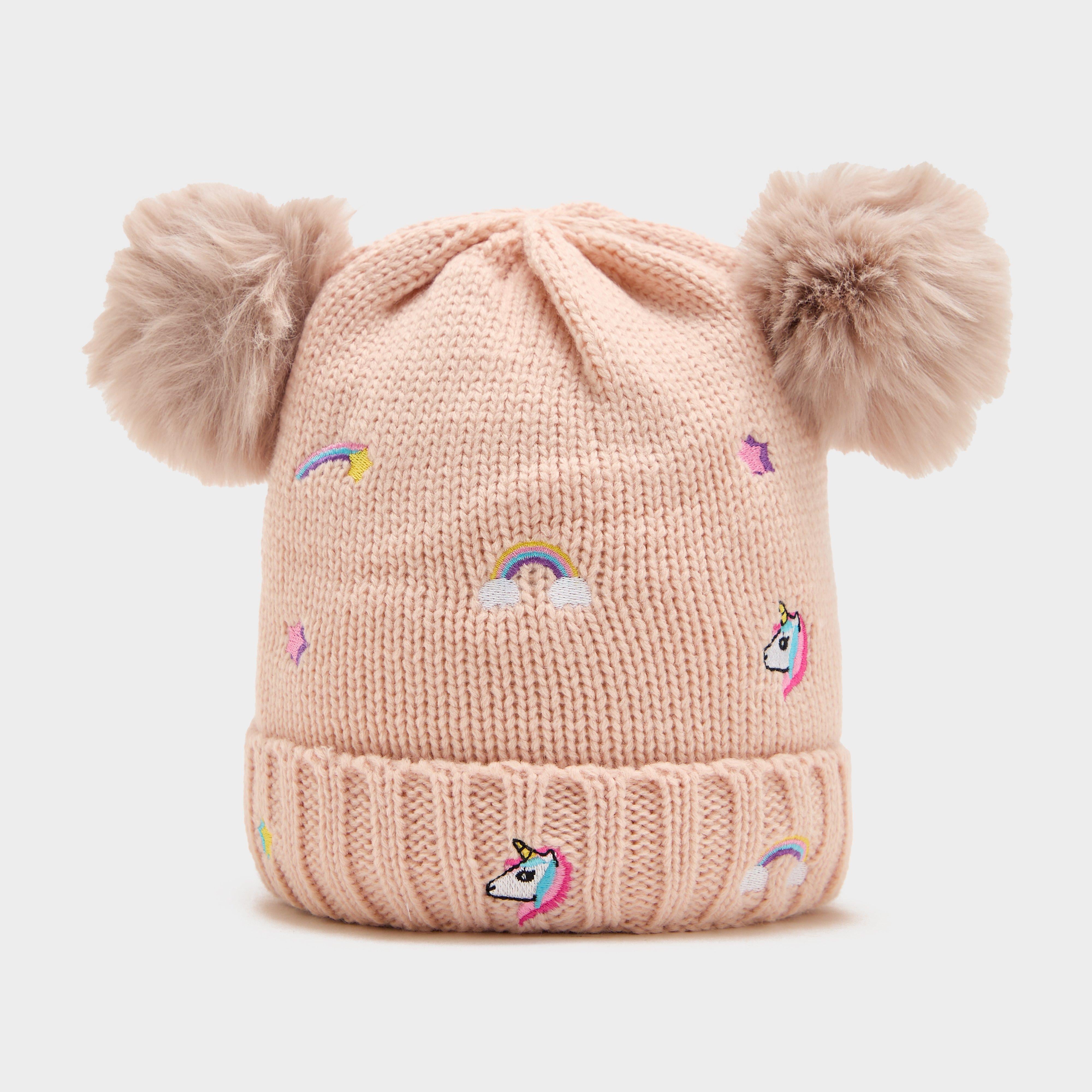 Kids Embroidered Fun Beanie Dusty Pink