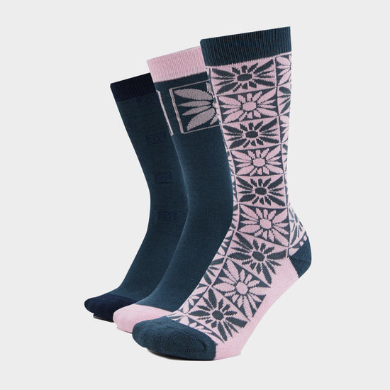 Kids 3 Pack Socks Geo Floral