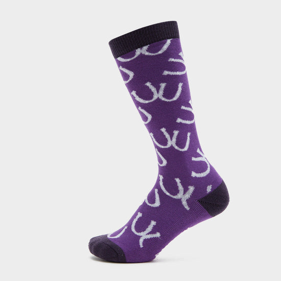 Kids Single Pack Socks Purple Horseshoes