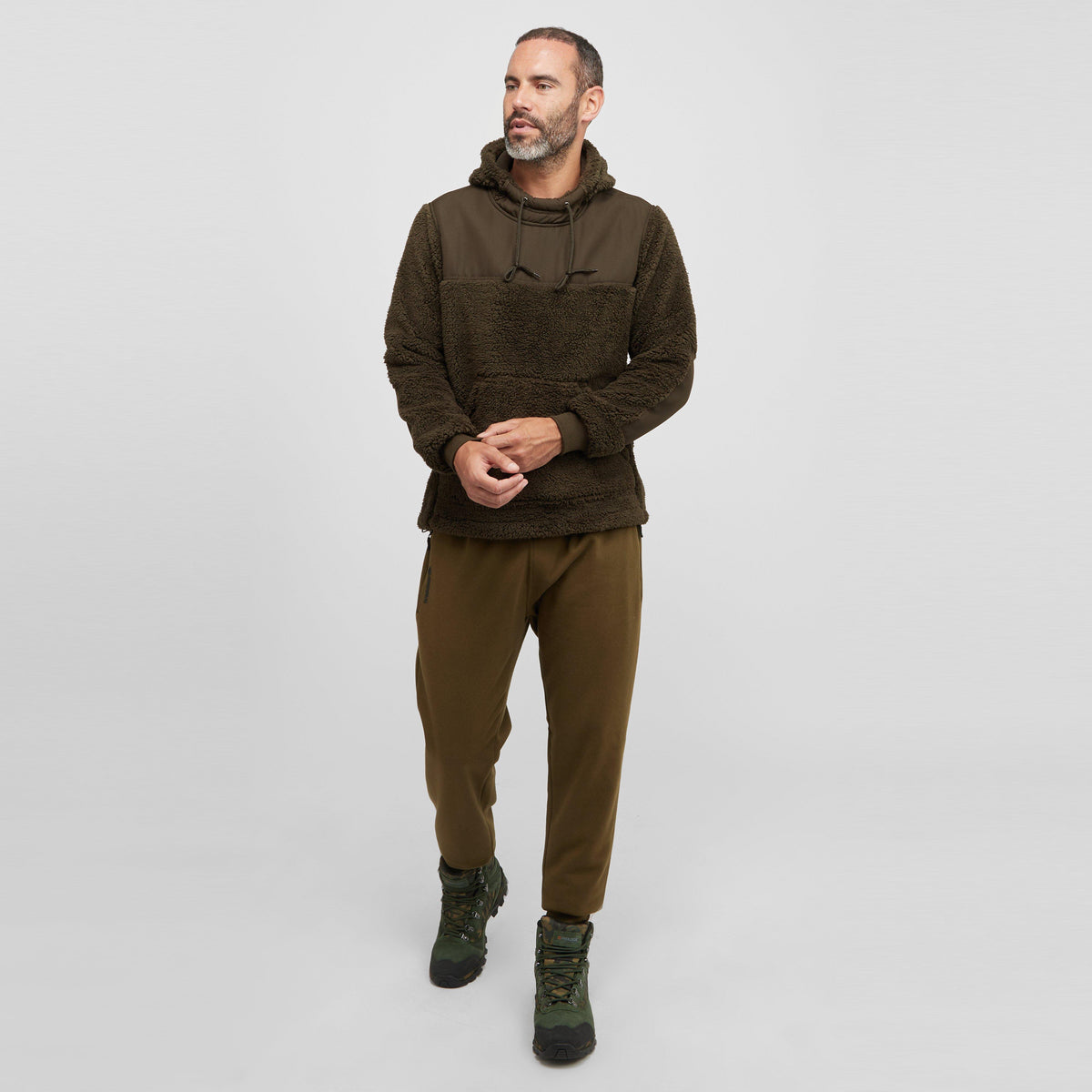 Mens Sherpa Fleece Hoodie Green