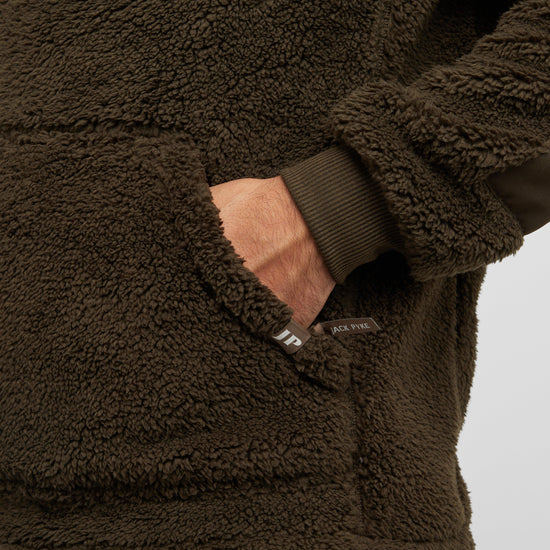 Mens Sherpa Fleece Hoodie Green