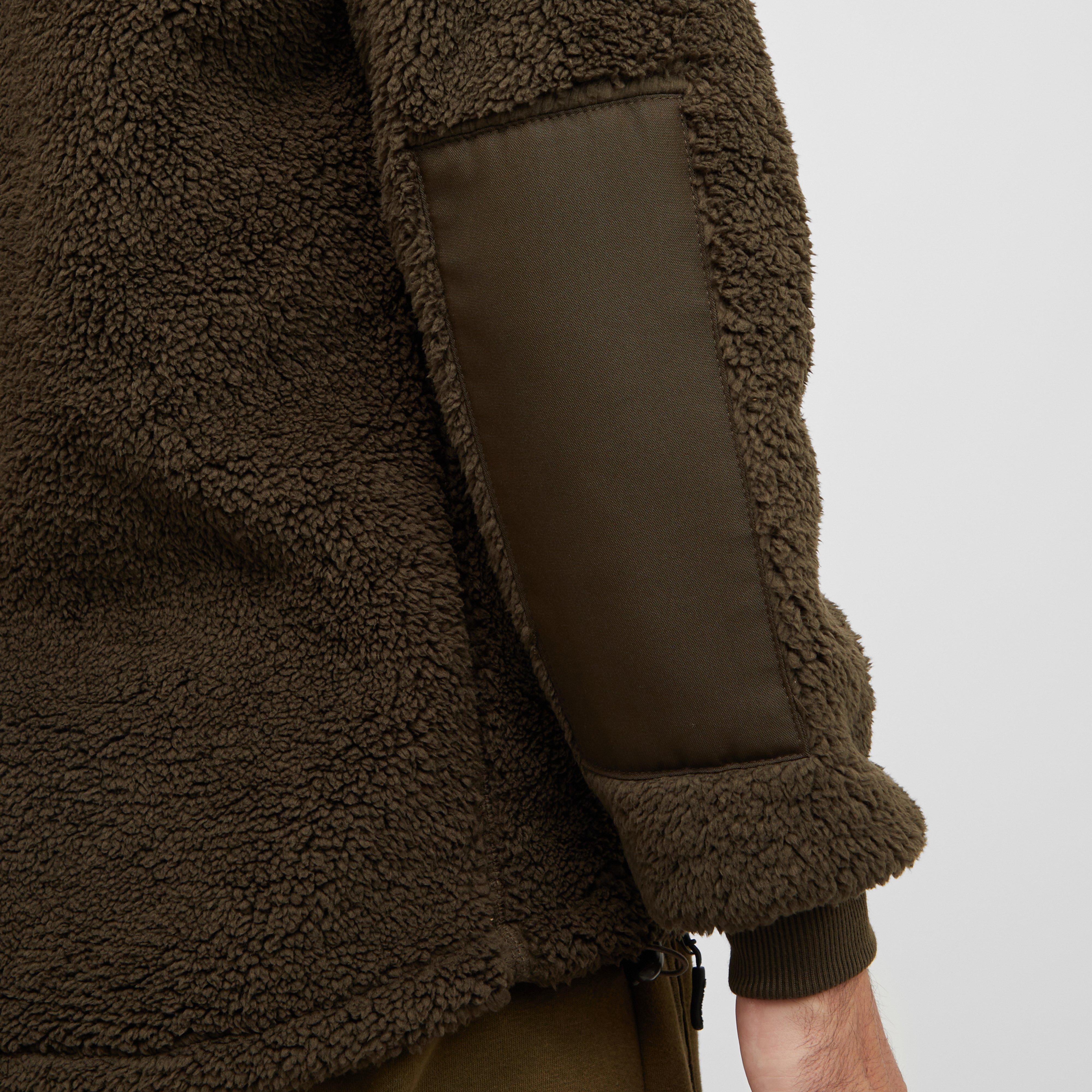 Mens Sherpa Fleece Hoodie Green