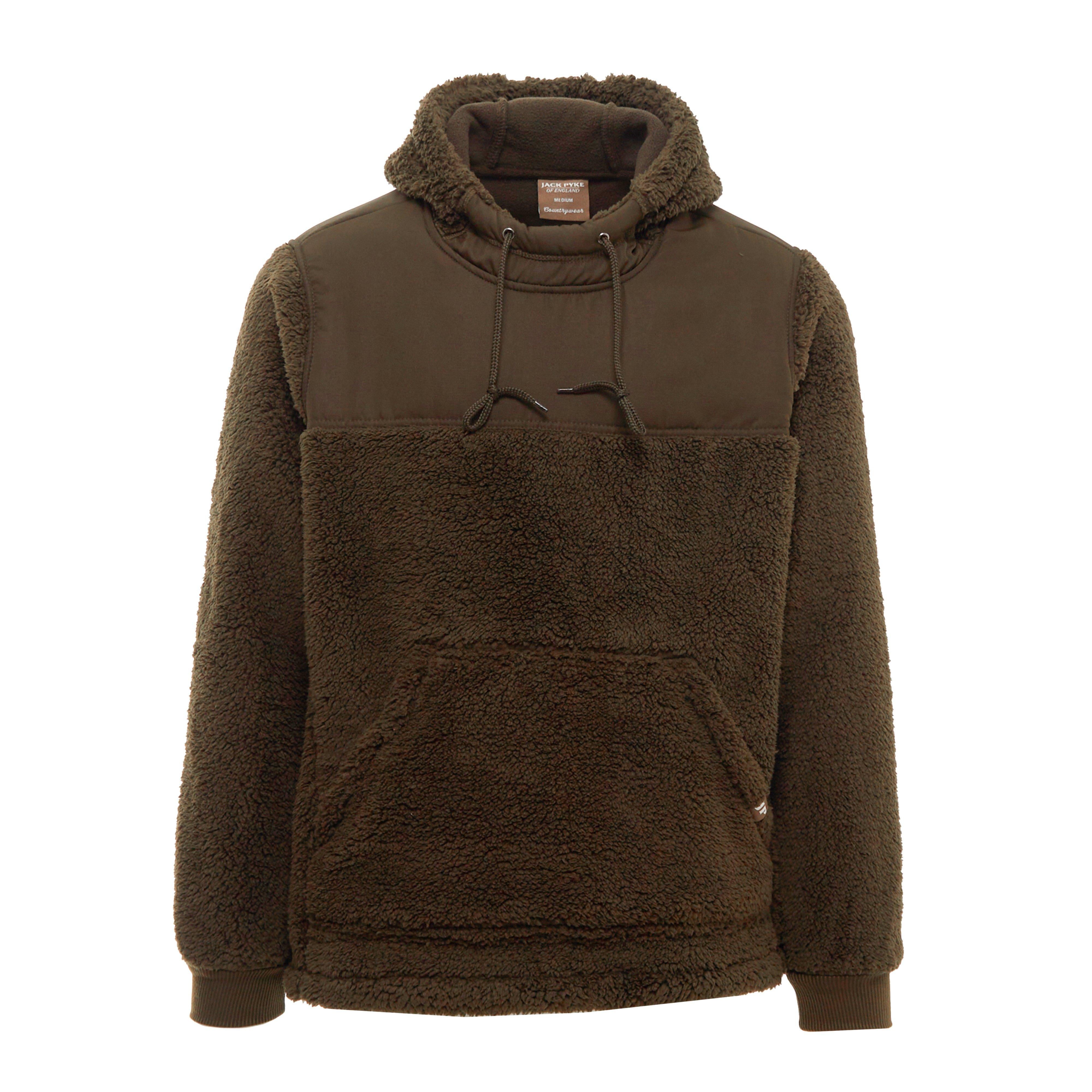 Mens Sherpa Fleece Hoodie Green