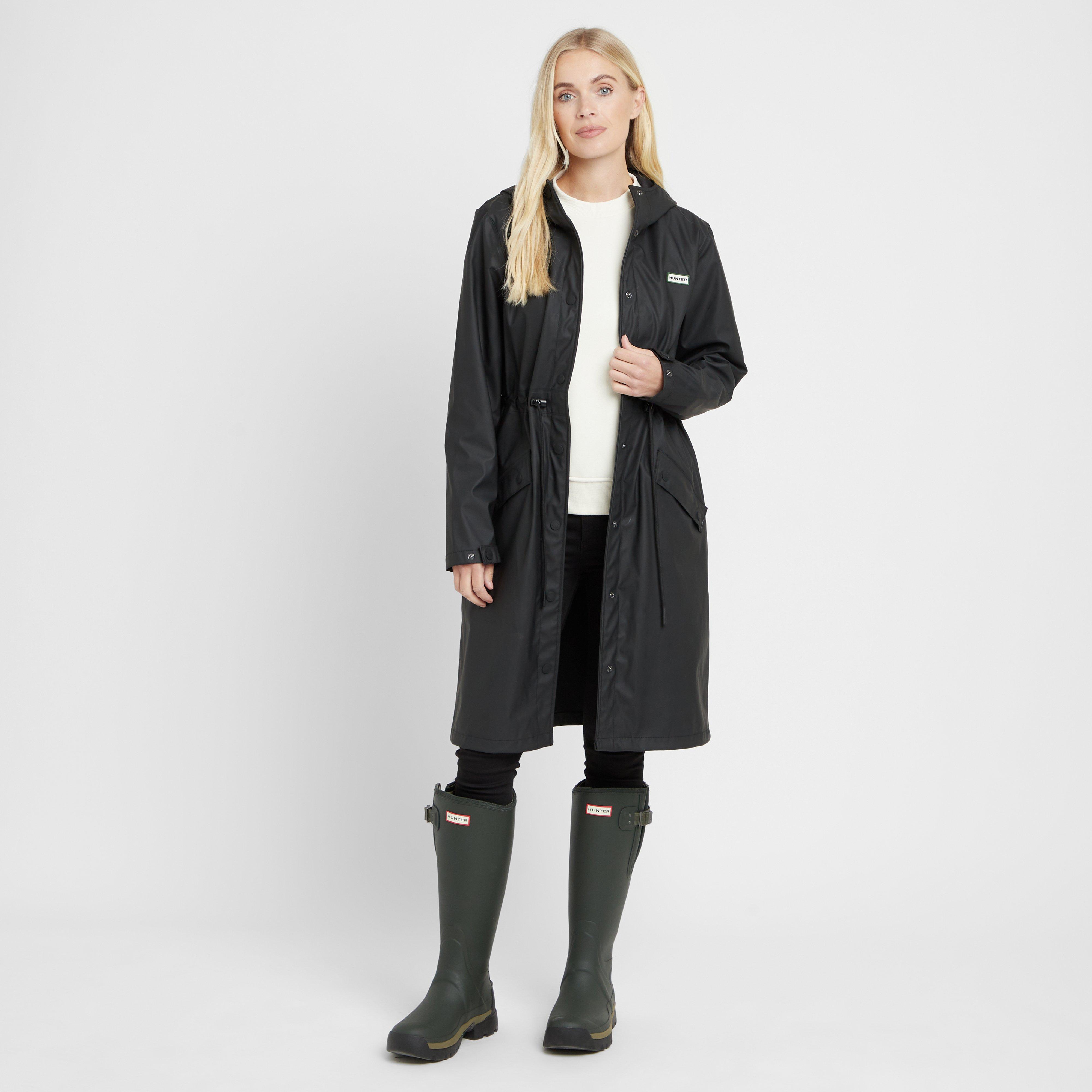 Green Label Womens Maidens Long Wind Breaker Black