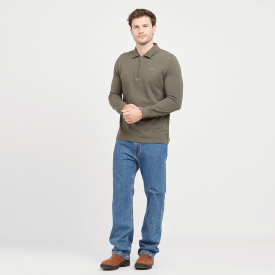 Green Label Mens Airdrie Long Sleeve Polo Shirt Green