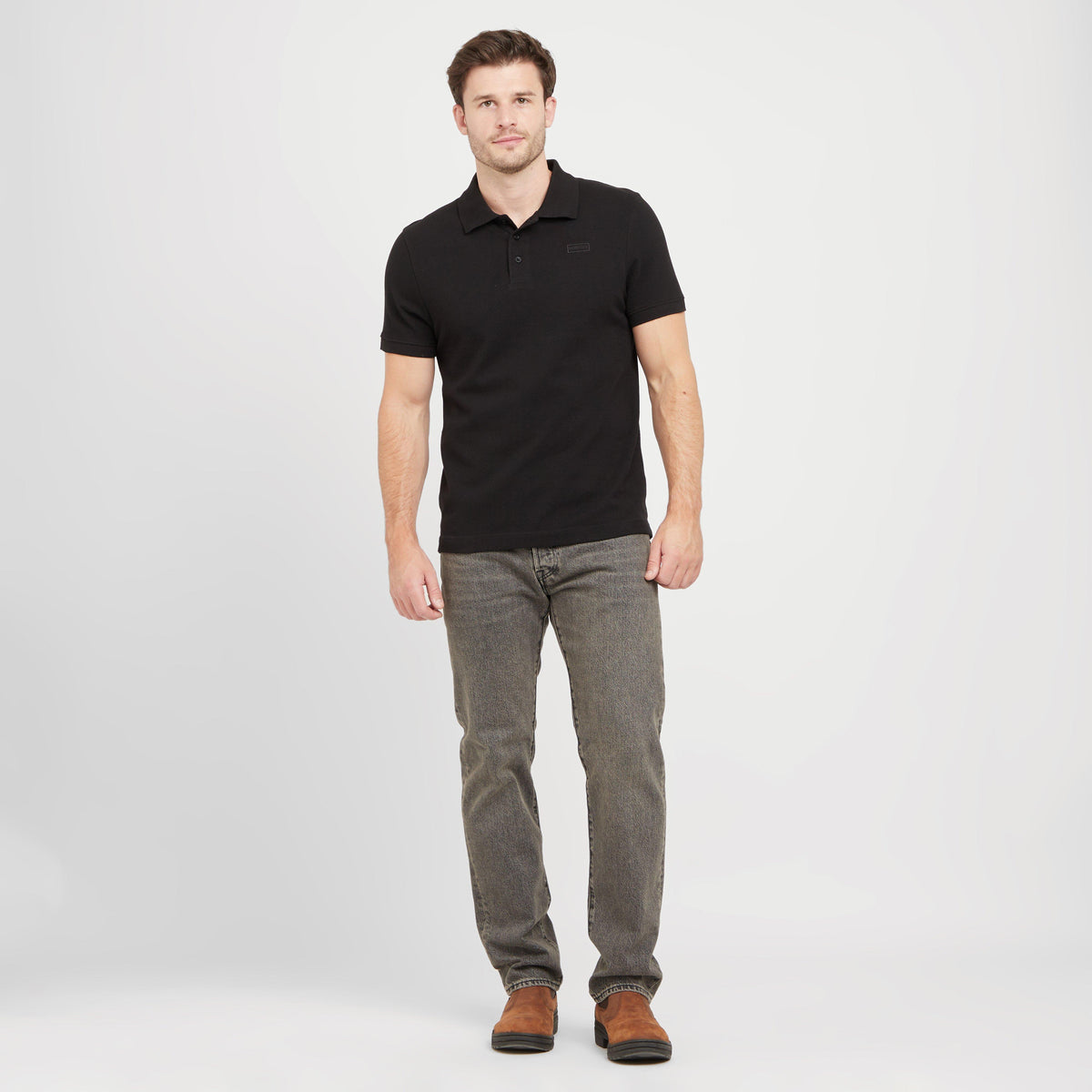 Green Label Mens Alvie Short Sleeved Polo Shirt Black