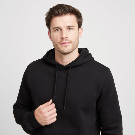Green Label Mens Wishaw Big Logo Hoodie Black