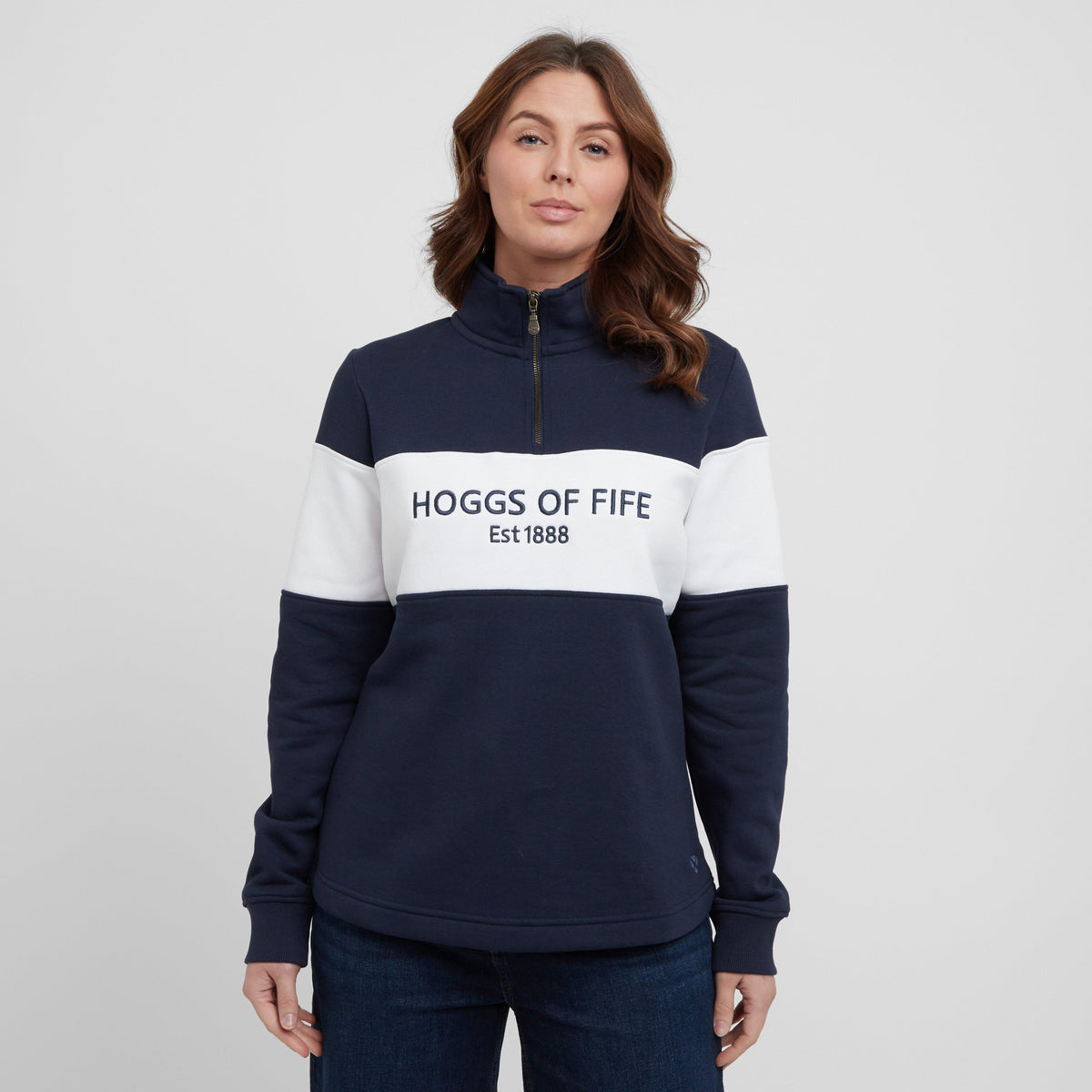 Womens Dumfries 1888 1/4 Zip Sweatshirt Navy/White