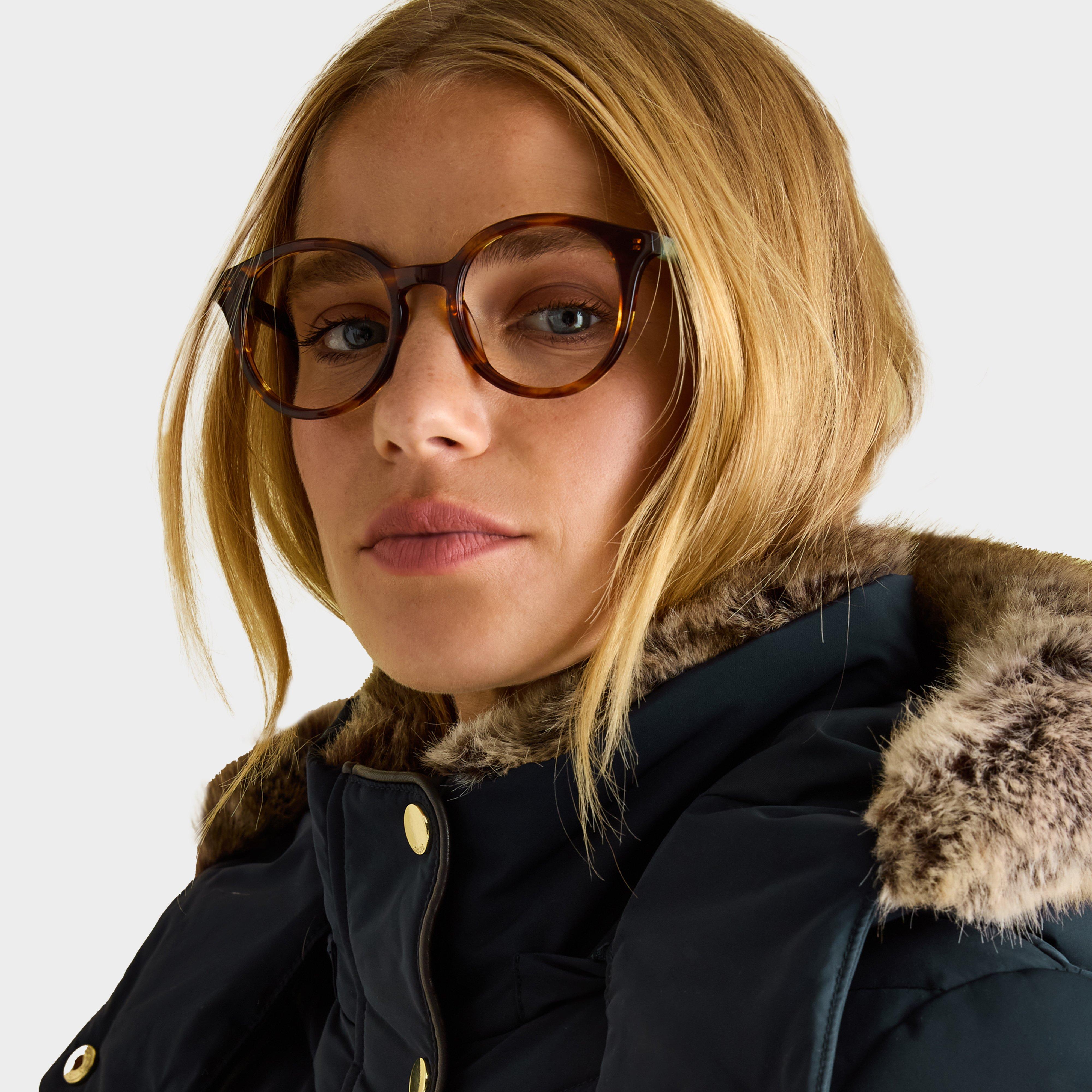 Womens Cherington Showerproof Longline Padded Coat with Faux Fur Hood Navy