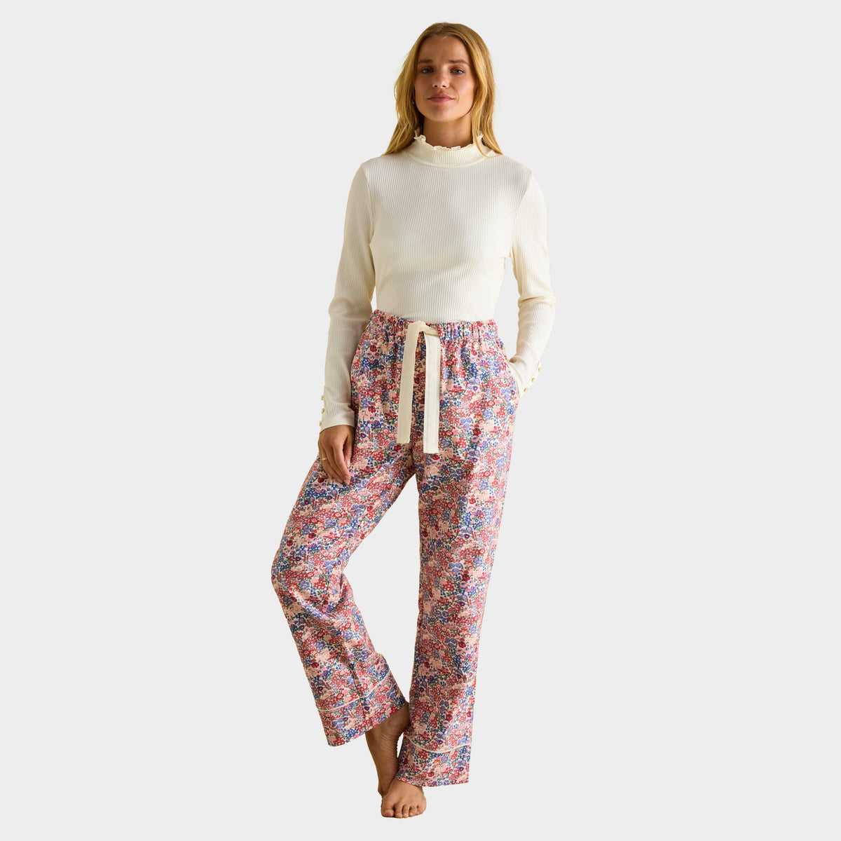 Womens Stella Cotton Pyjama Bottoms Cream