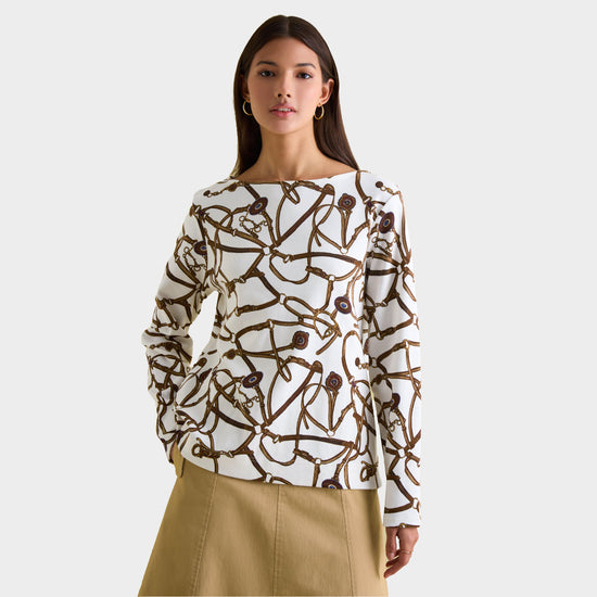 Womens Harbour Boat Neck Breton Top Cream Bridle