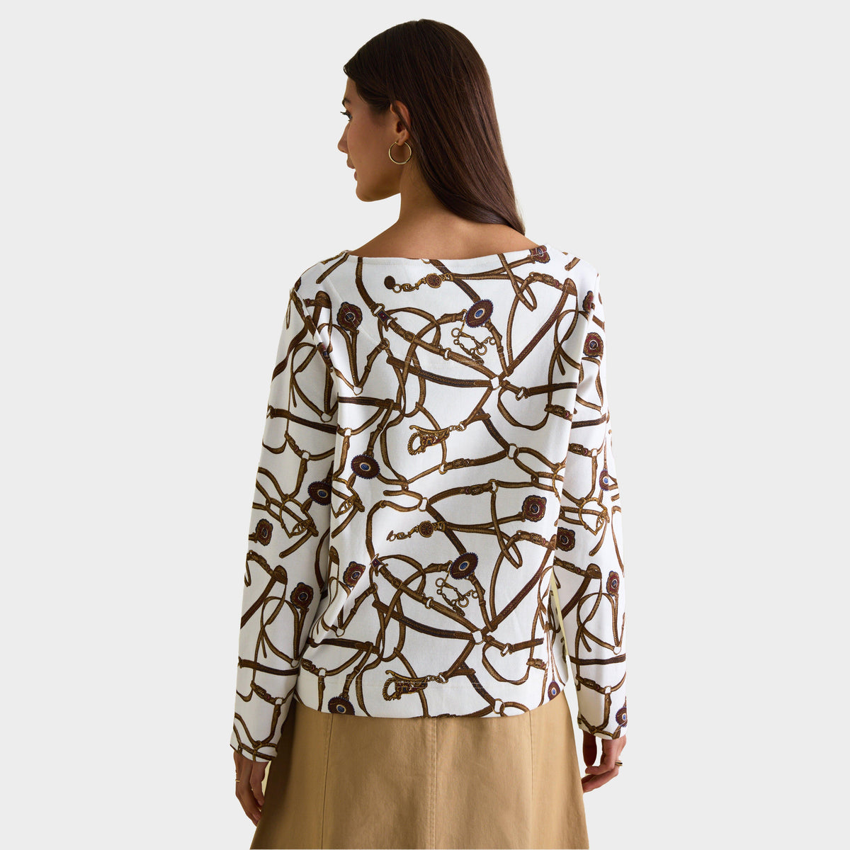 Womens Harbour Boat Neck Breton Top Cream Bridle