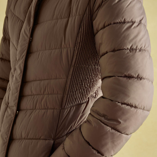 Womens Pembury Showerproof Longline Padded Coat With Hood Neutral