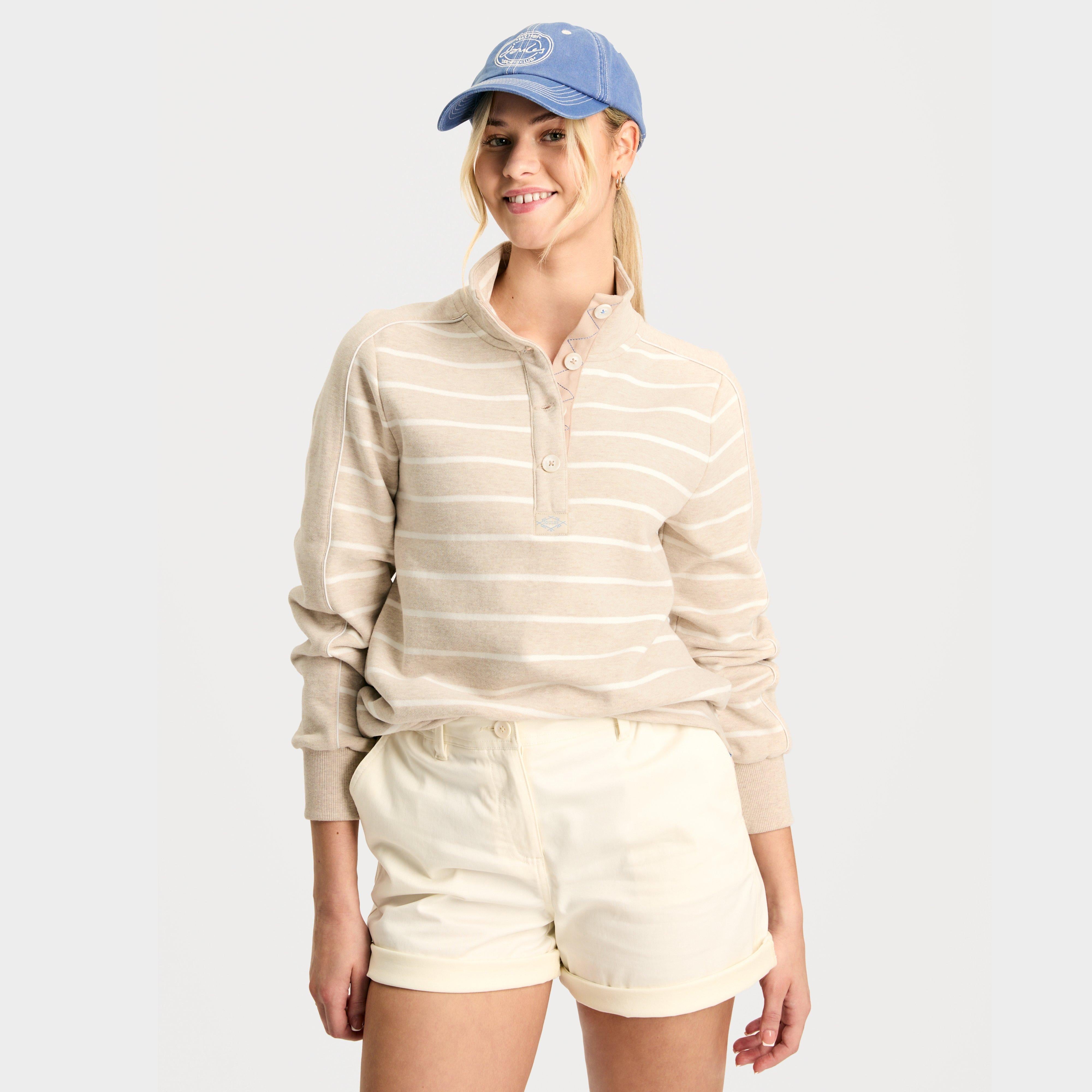Womens Southwold Button Down Striped Sweatshirt Oatmarl