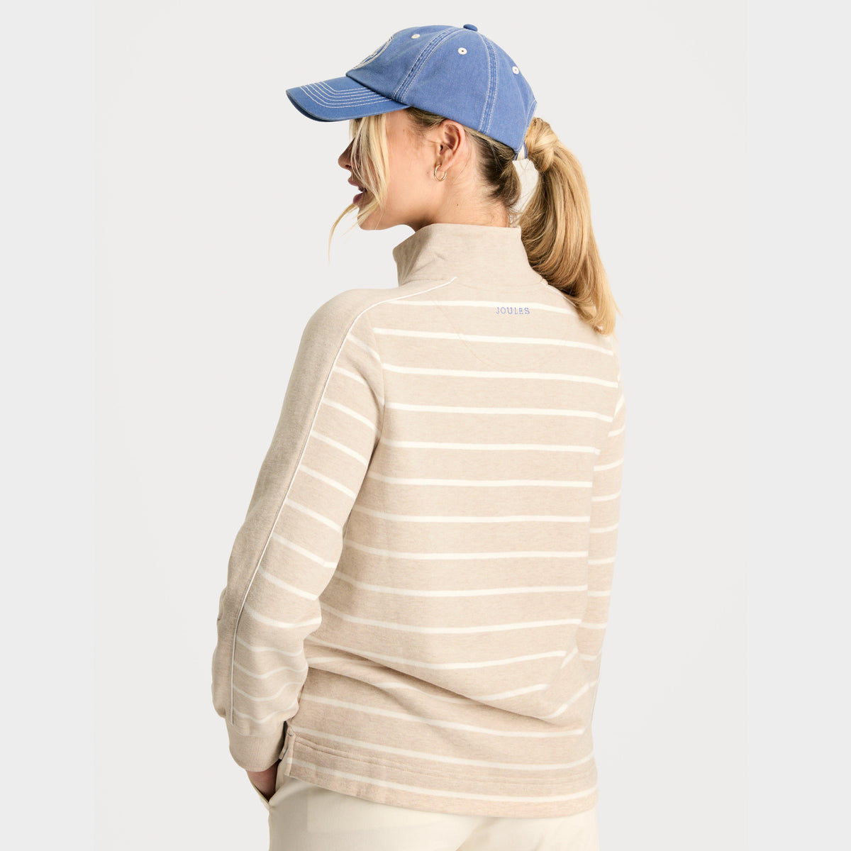 Womens Southwold Button Down Striped Sweatshirt Oatmarl