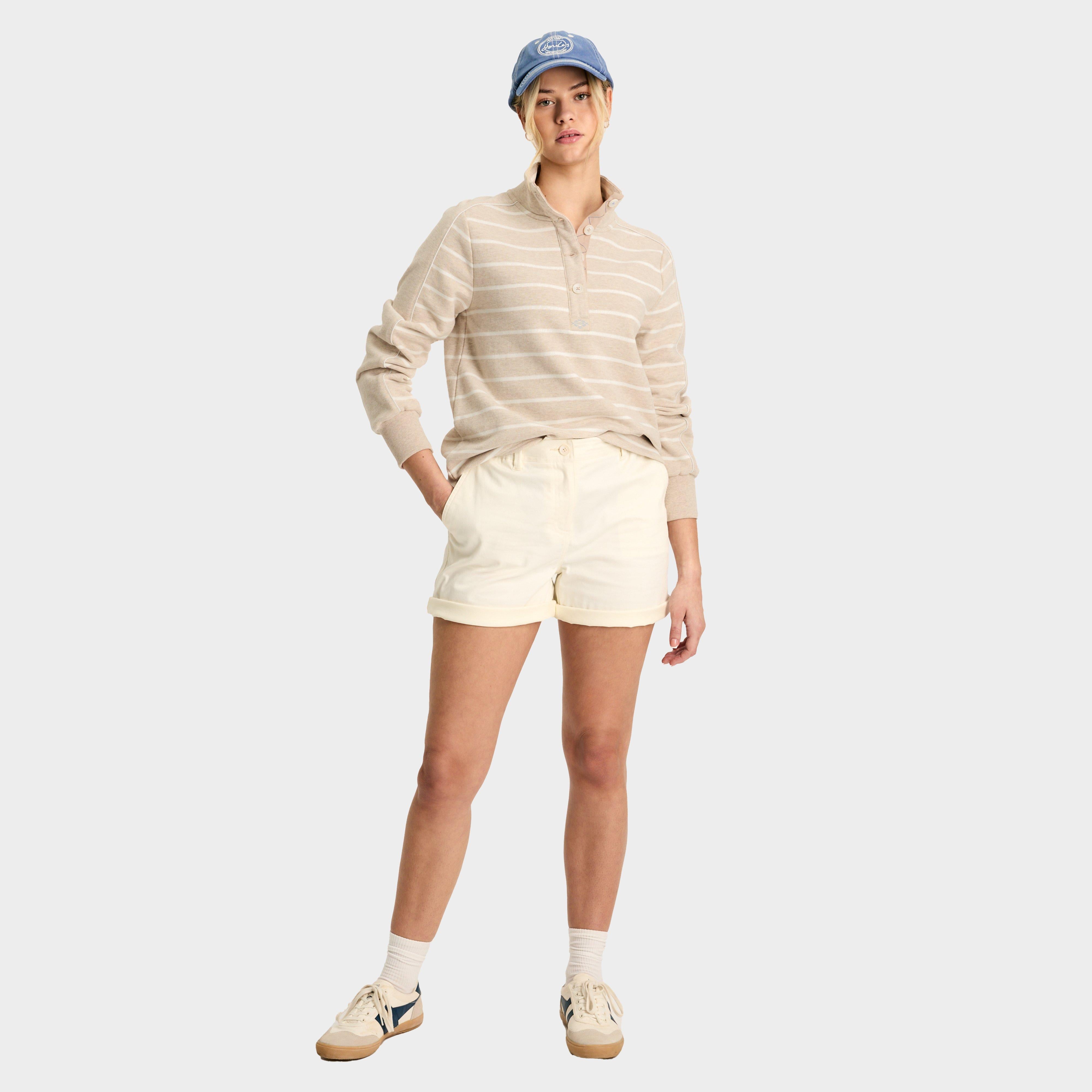 Womens Southwold Button Down Striped Sweatshirt Oatmarl