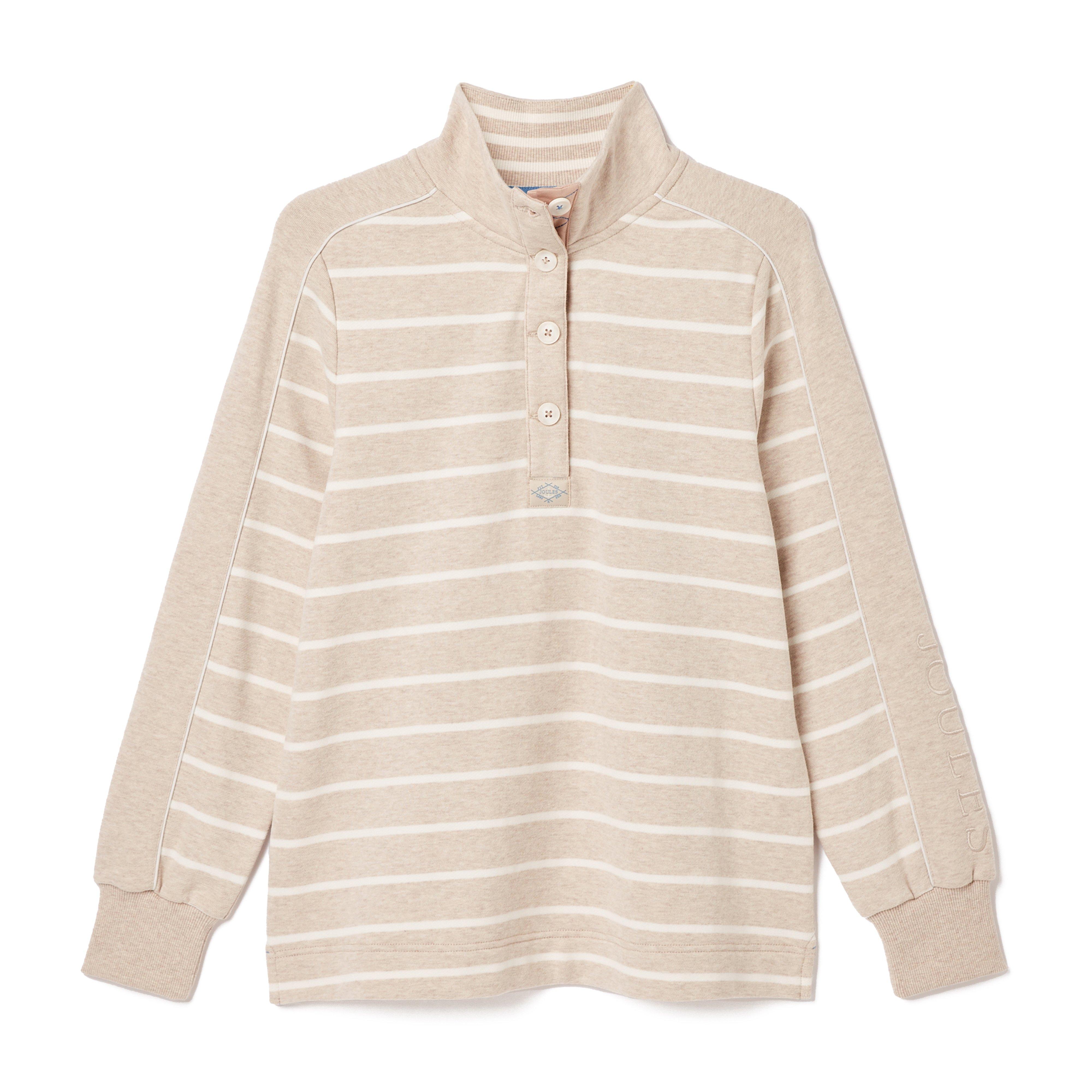 Womens Southwold Button Down Striped Sweatshirt Oatmarl