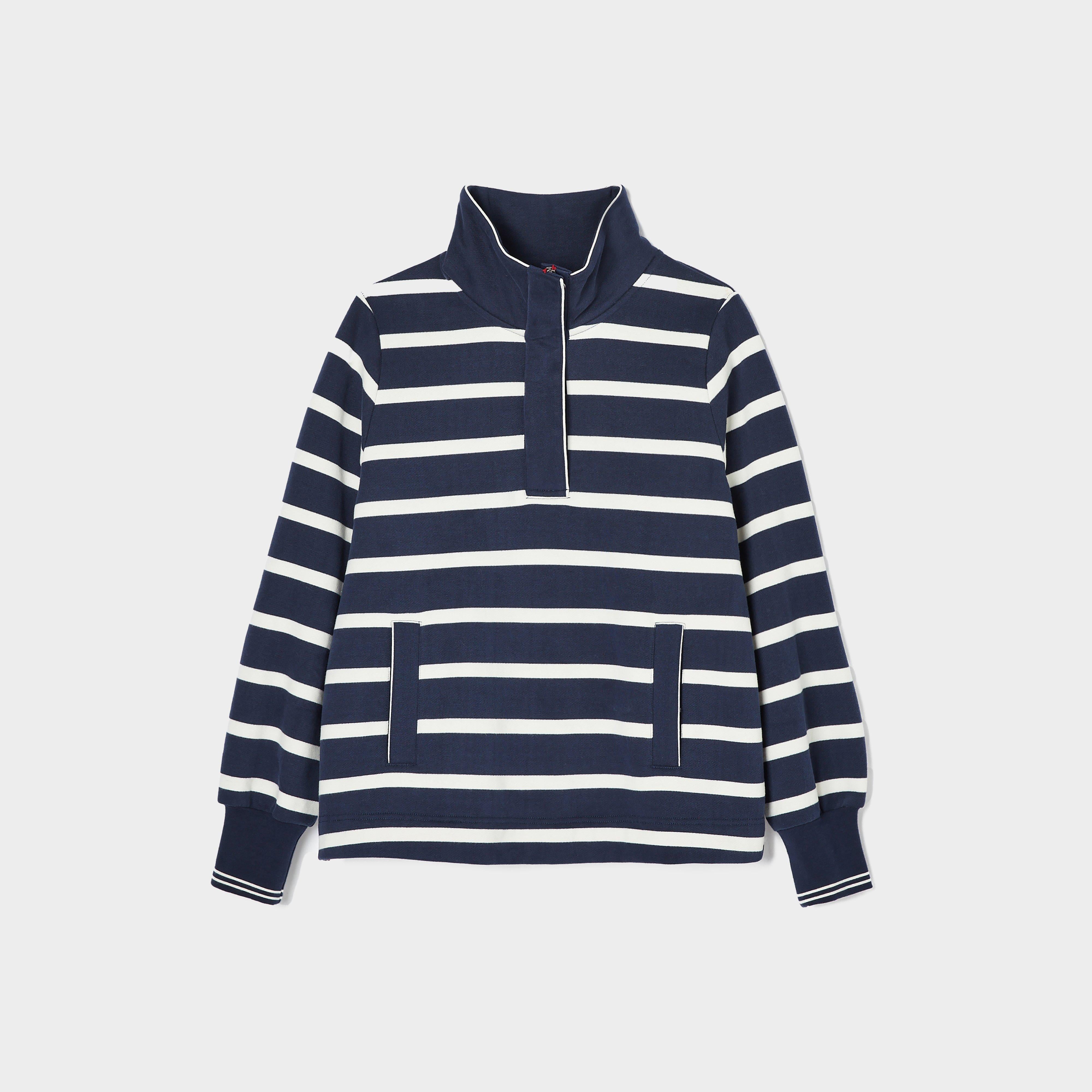 Womens Burnham Funnel Neck Quarter Zip Sweatshirt Navy Blue