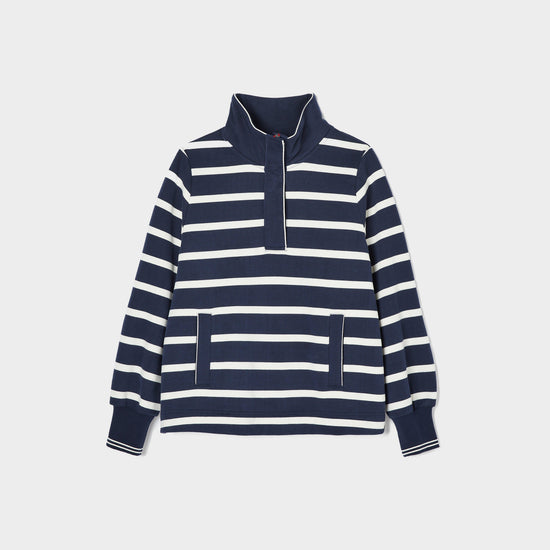 Womens Burnham Funnel Neck Quarter Zip Sweatshirt Navy Blue