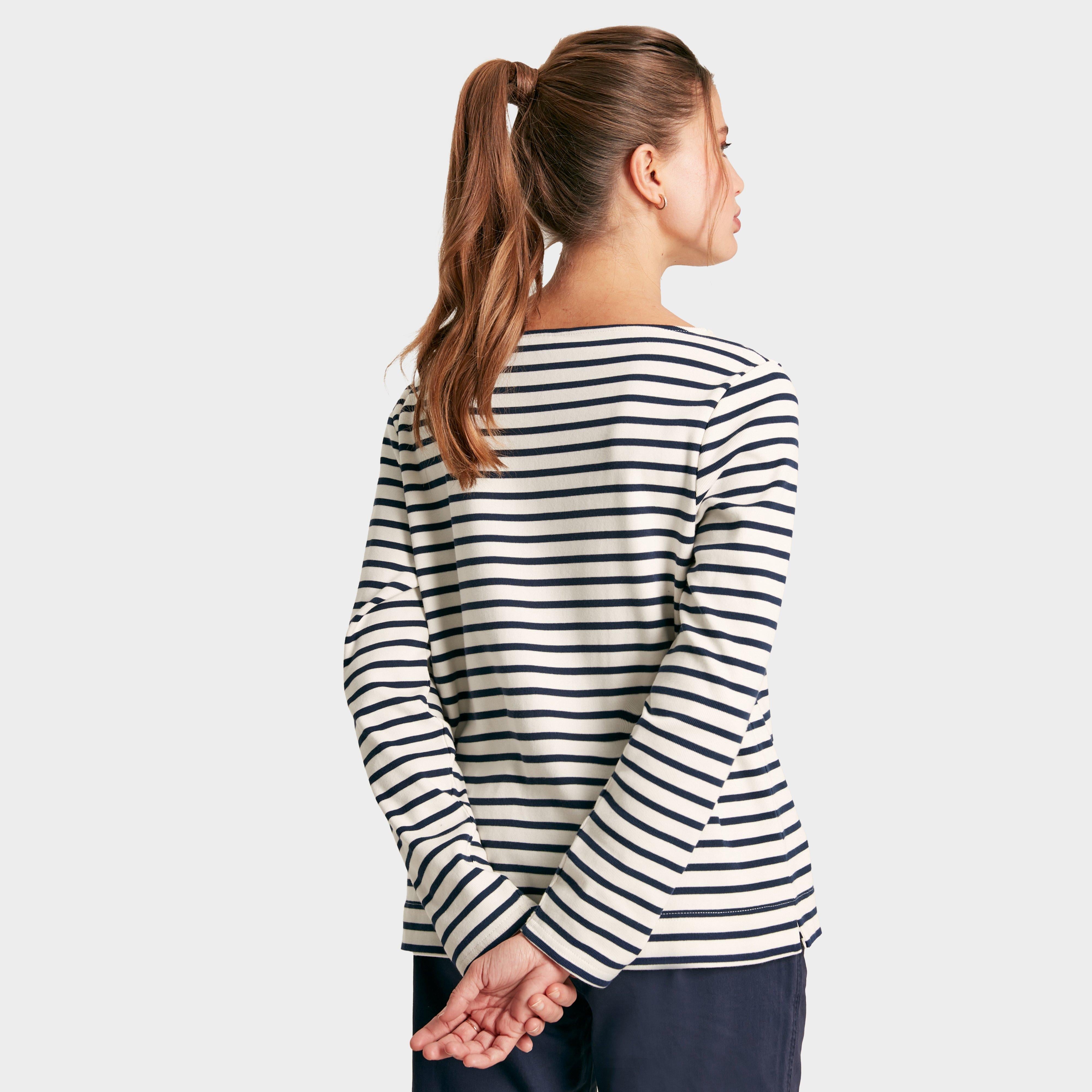 Womens Harbour Striped Boat Neck Breton Top Cream & Navy Striped
