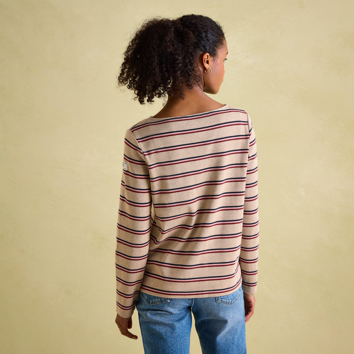 Womens Harbour Boat Neck Breton Top Oat Multi