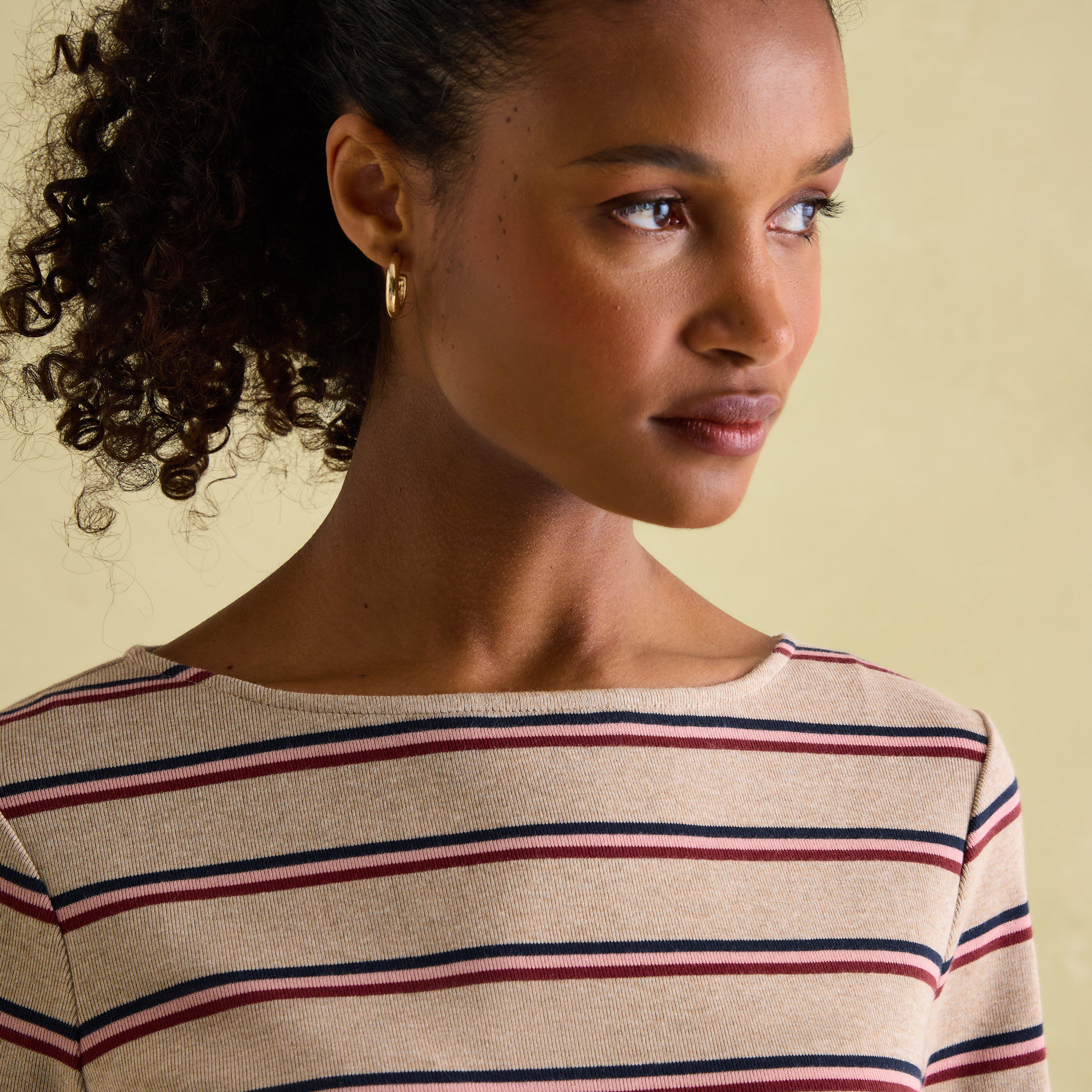 Womens Harbour Boat Neck Breton Top Oat Multi