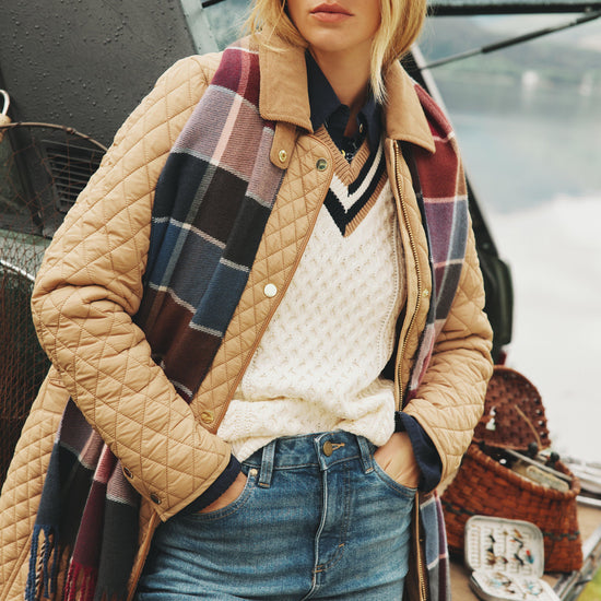 Womens Langtree Scarf Berry & Navy