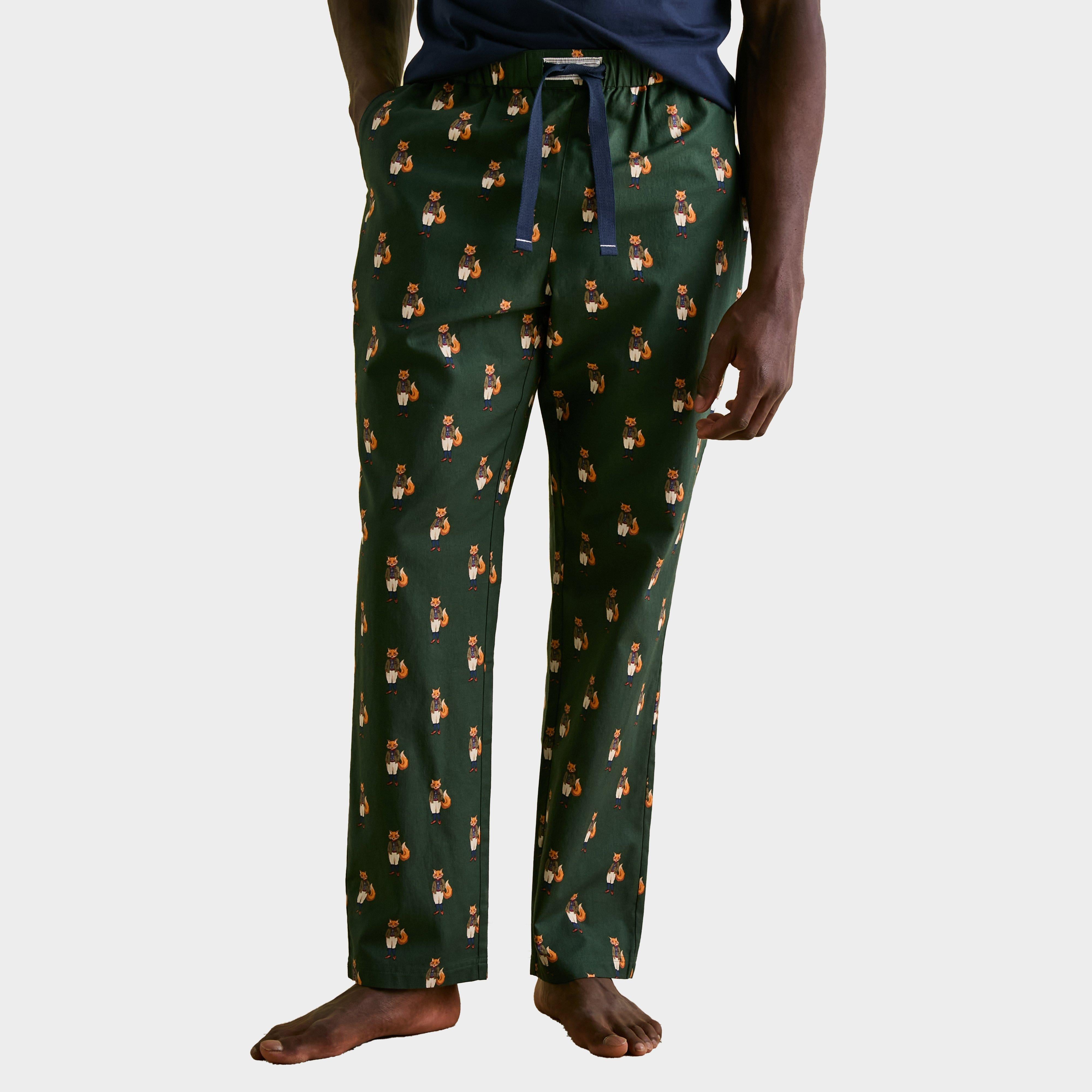 Mens Dozer Cotton Pyjama Bottoms Green Fox