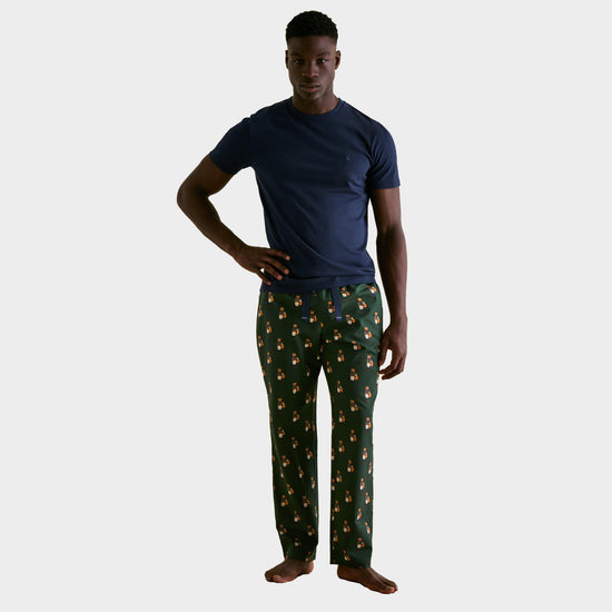 Mens Dozer Cotton Pyjama Bottoms Green Fox