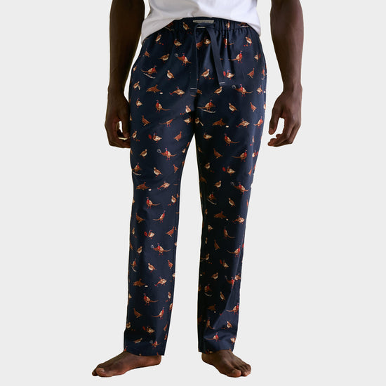 Mens Dozer Cotton Pyjama Bottoms Navy Birds