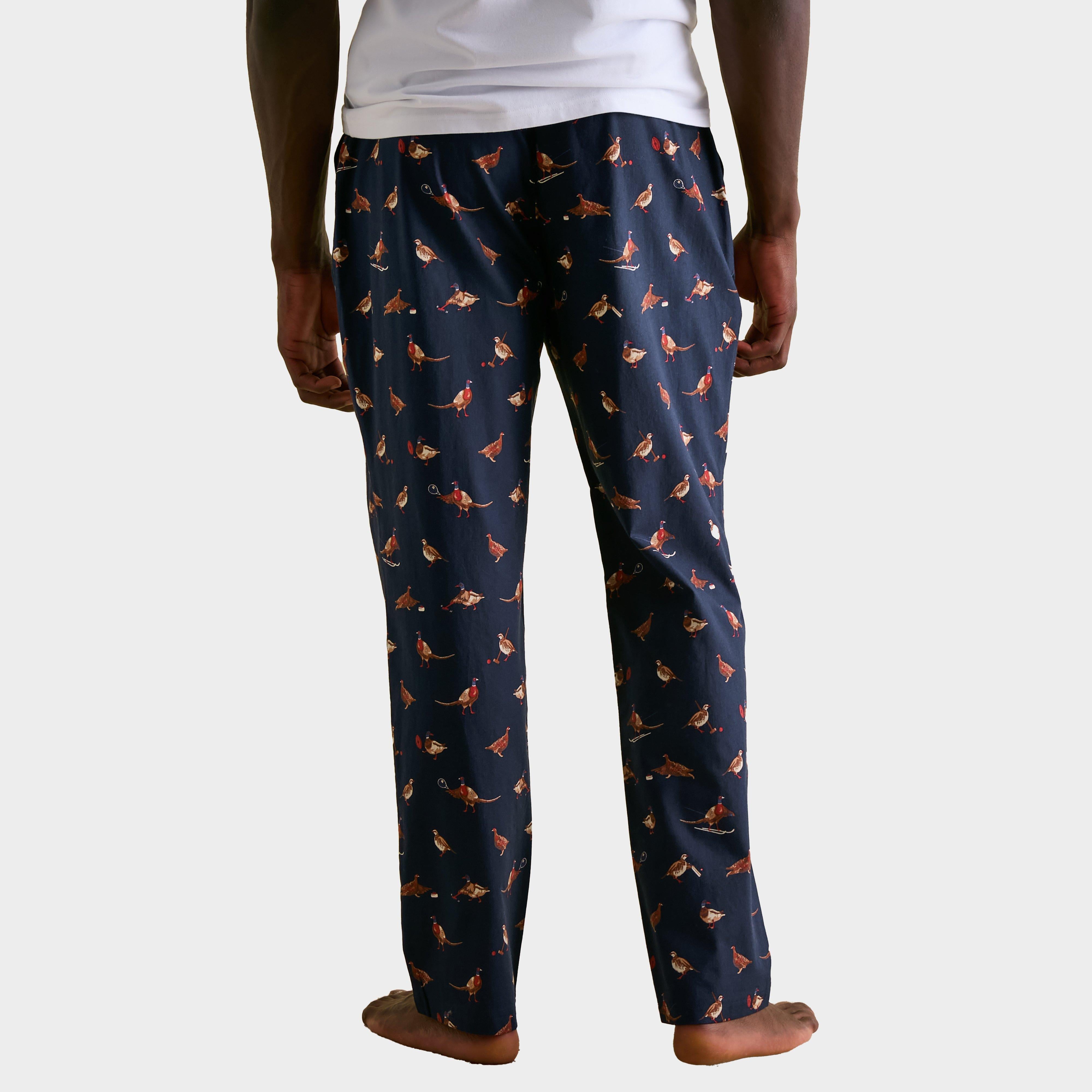 Mens Dozer Cotton Pyjama Bottoms Navy Birds
