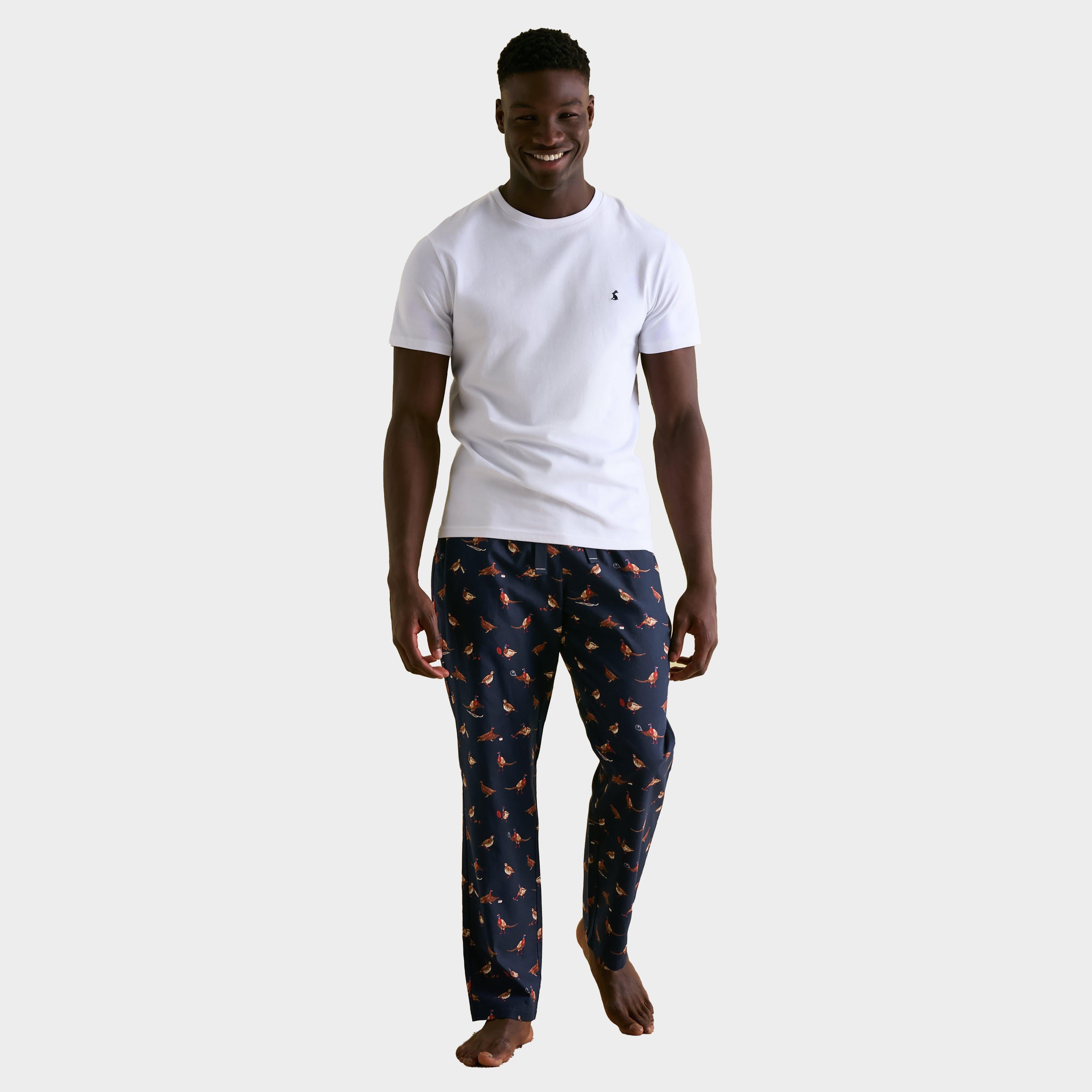 Mens Dozer Cotton Pyjama Bottoms Navy Birds
