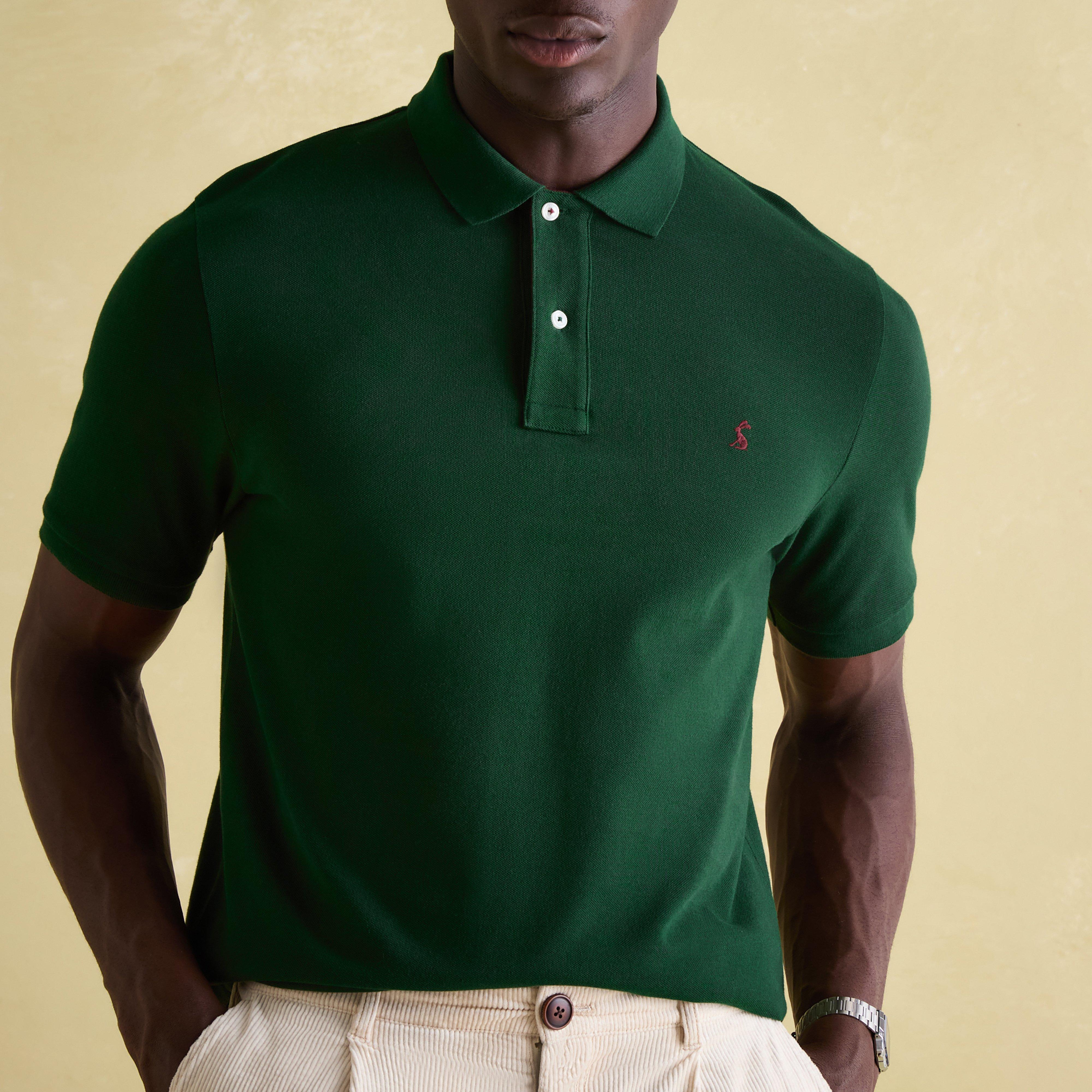Mens Woody Regular Fit Cotton Pique Polo Shirt Green