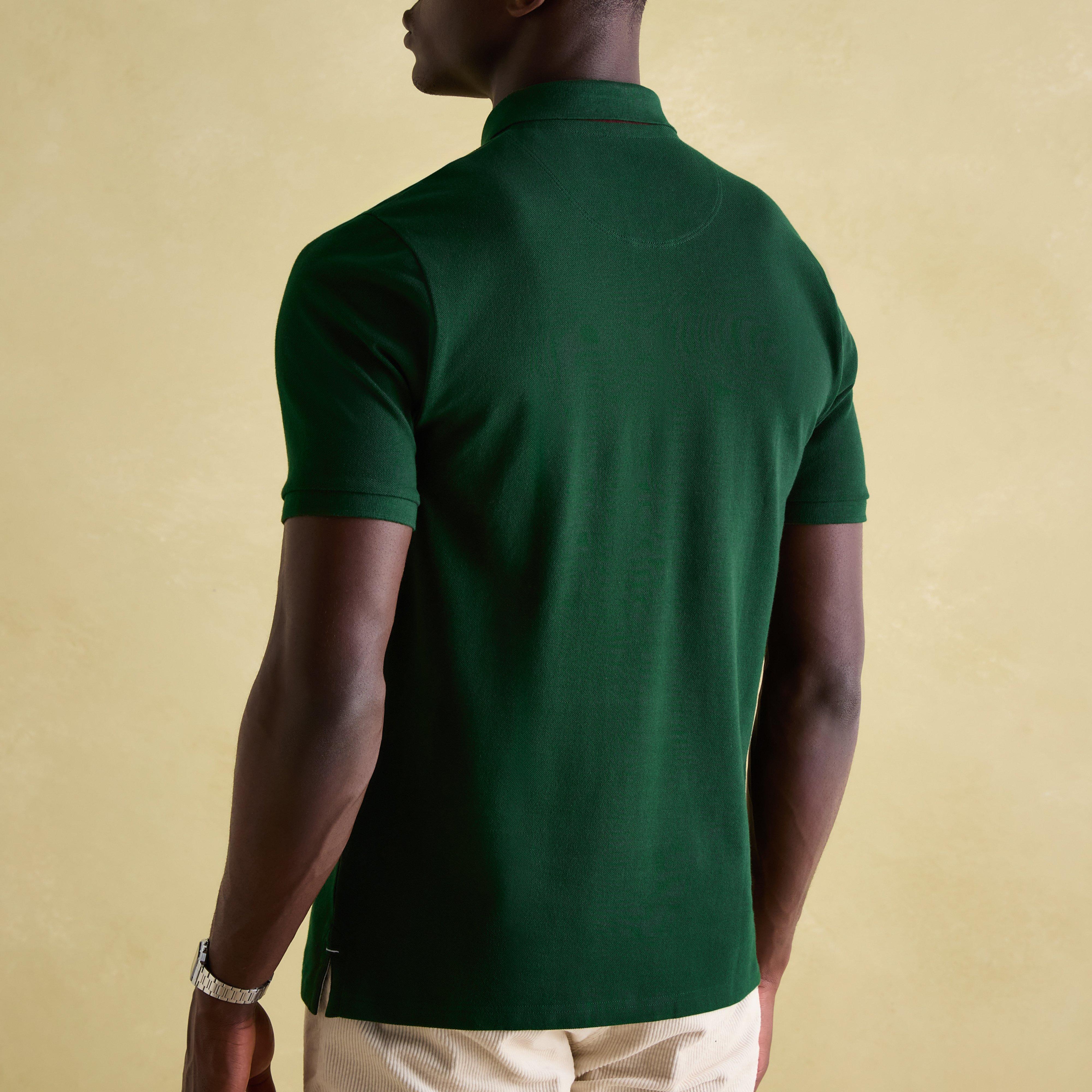 Mens Woody Regular Fit Cotton Pique Polo Shirt Green