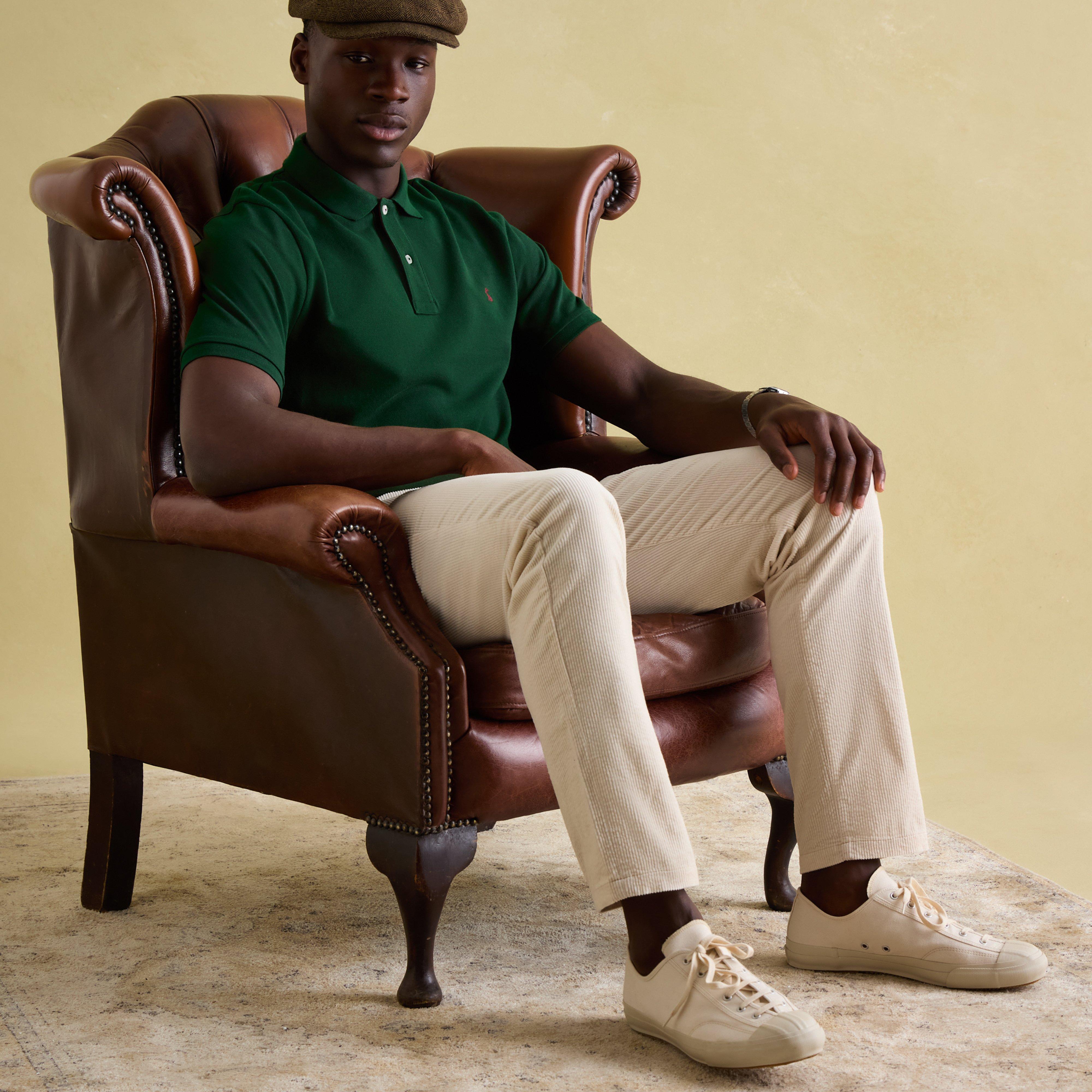 Mens Woody Regular Fit Cotton Pique Polo Shirt Green