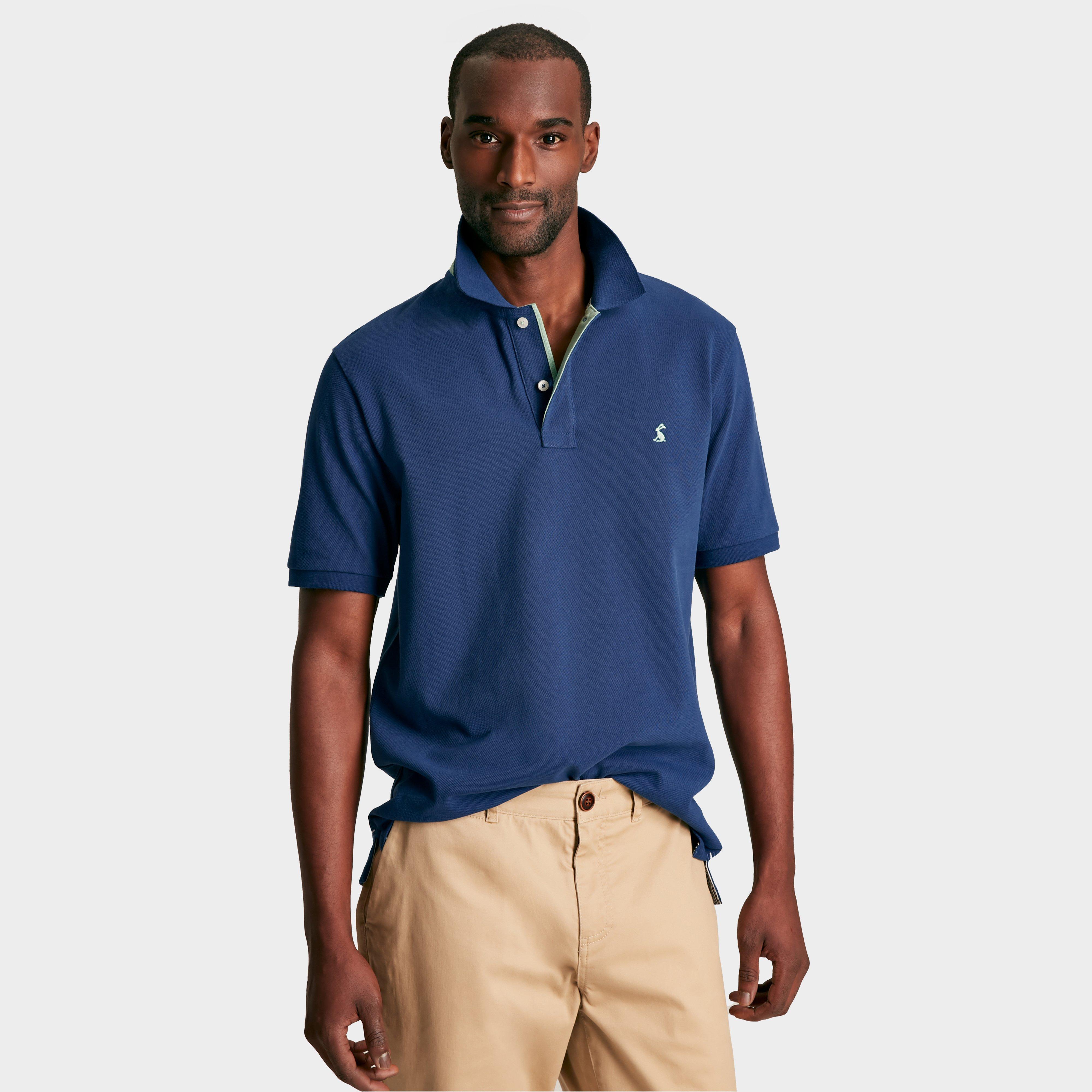Mens Woody Regular Fit Cotton Pique Polo Shirt Blue