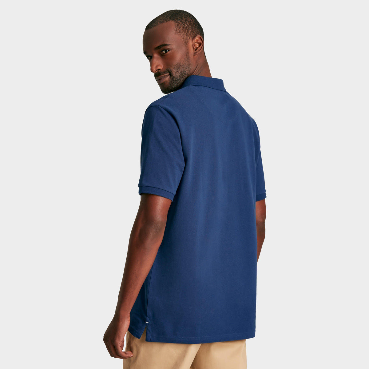 Mens Woody Regular Fit Cotton Pique Polo Shirt Blue