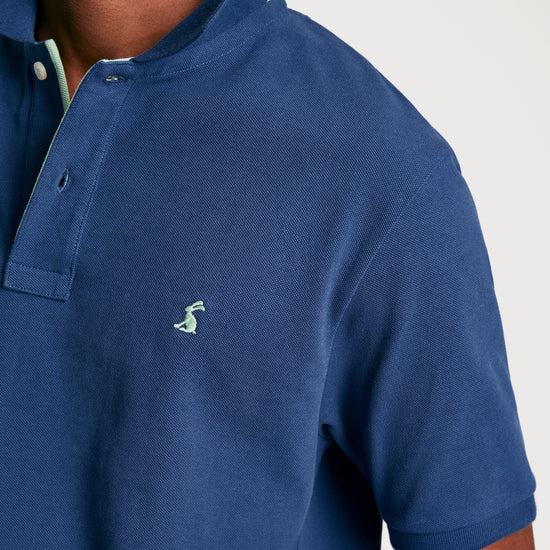 Mens Woody Regular Fit Cotton Pique Polo Shirt Blue