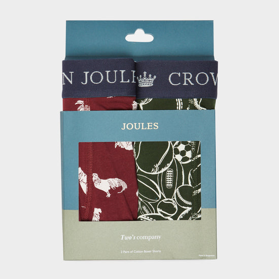 Mens Crown Pack of Two Cotton Briefs Red/Green