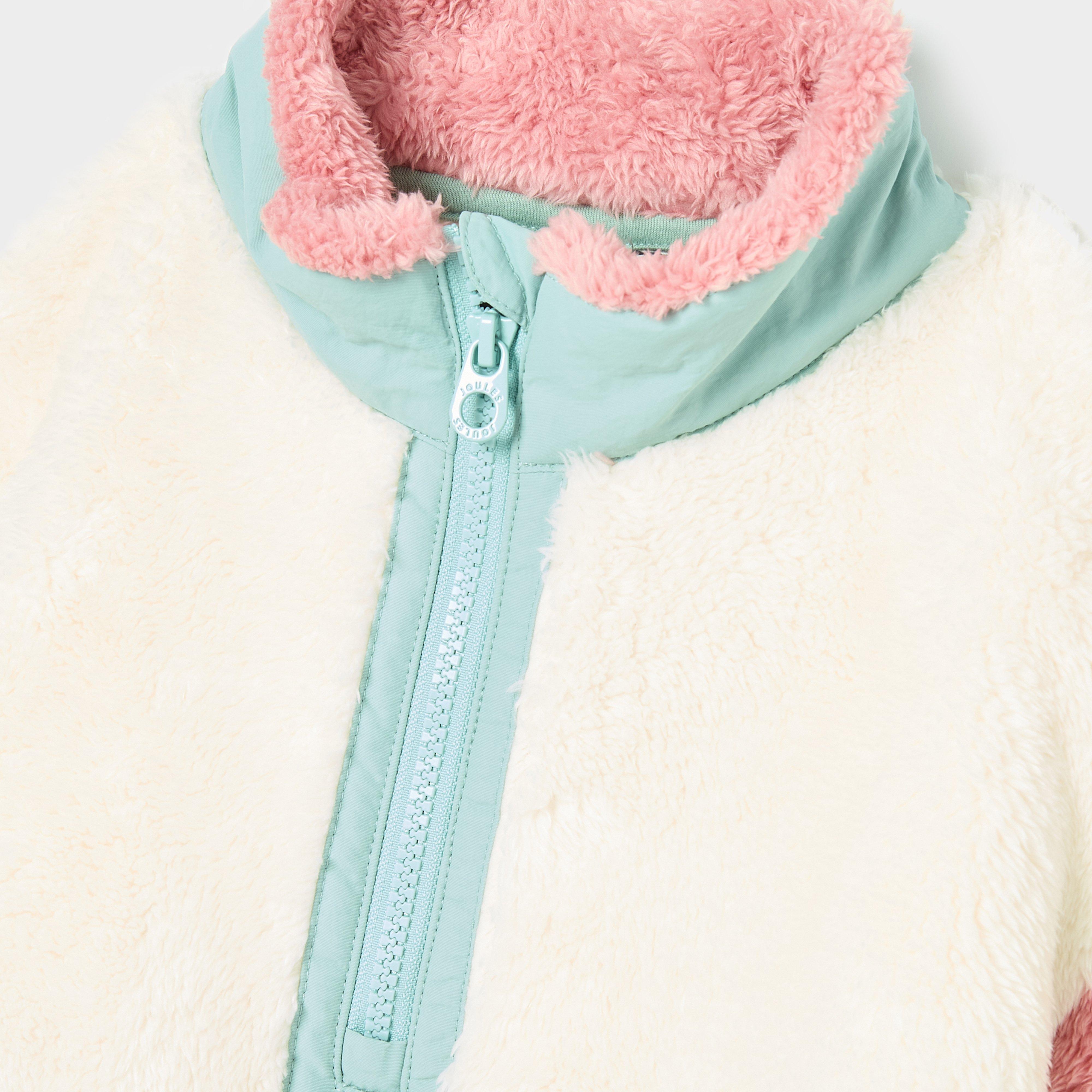 Kids Always Cosy Quarter Zip Borg Fleece Cream Colourblock