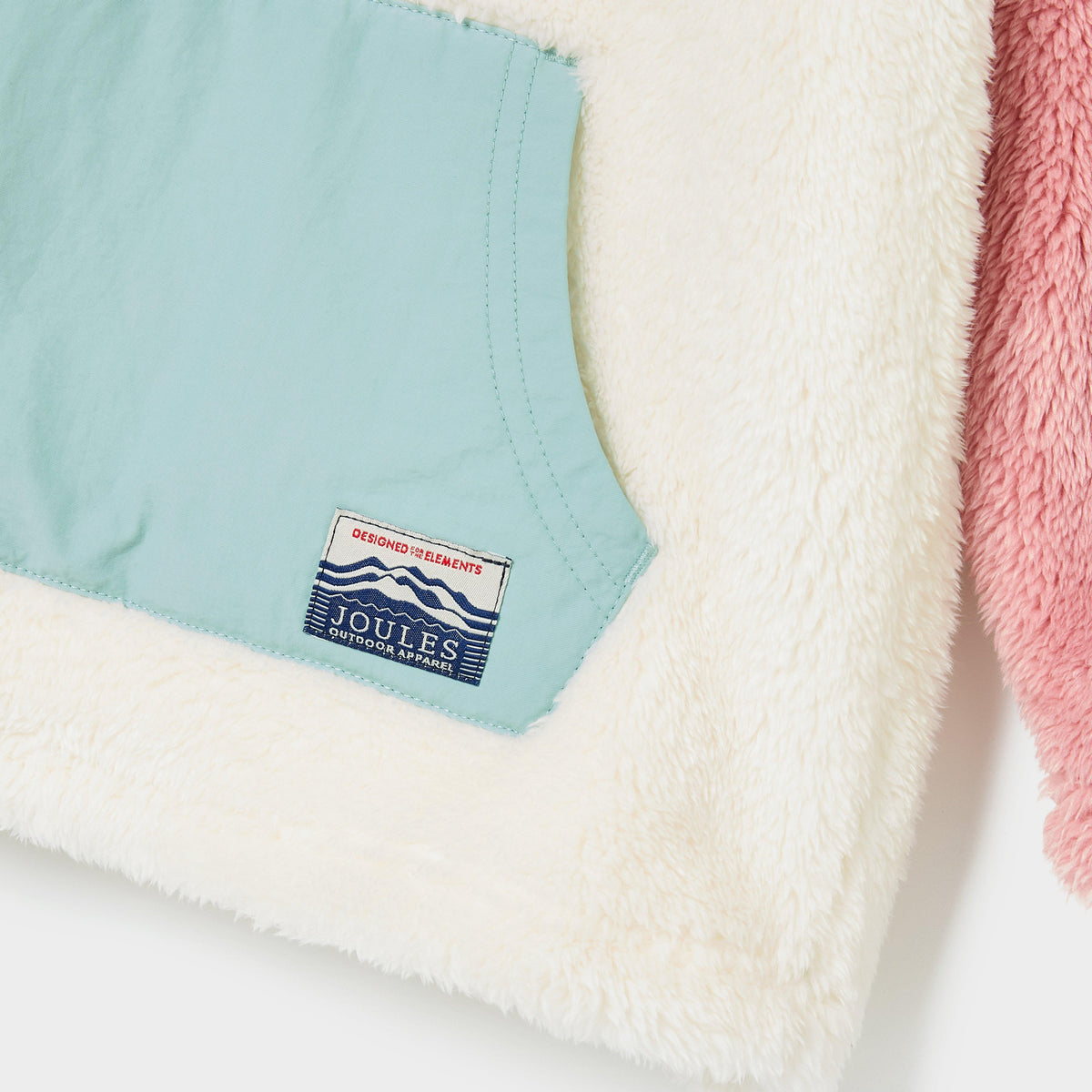 Kids Always Cosy Quarter Zip Borg Fleece Cream Colourblock