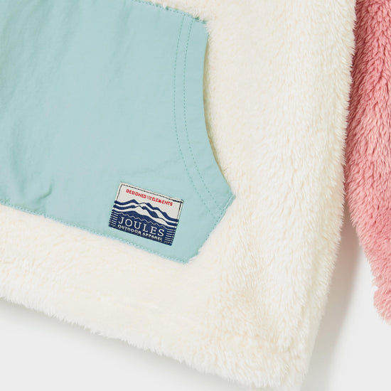 Kids Always Cosy Quarter Zip Borg Fleece Cream Colourblock