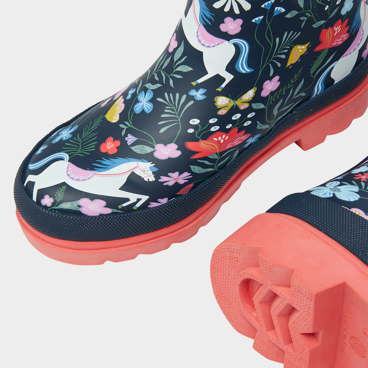 Kids Printed Wellies Navy Blue