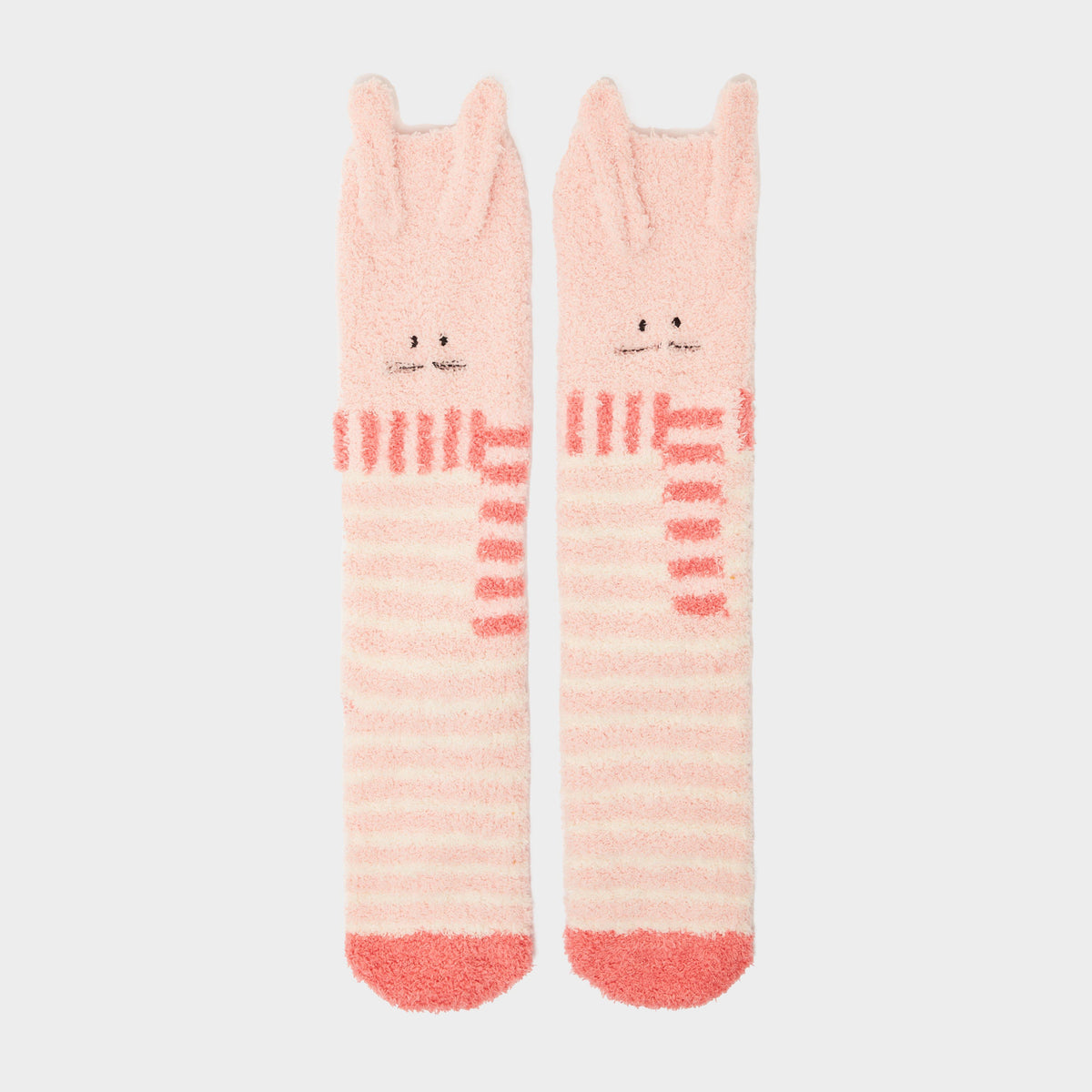 Kids Fluffy Character Socks Pink Bunny