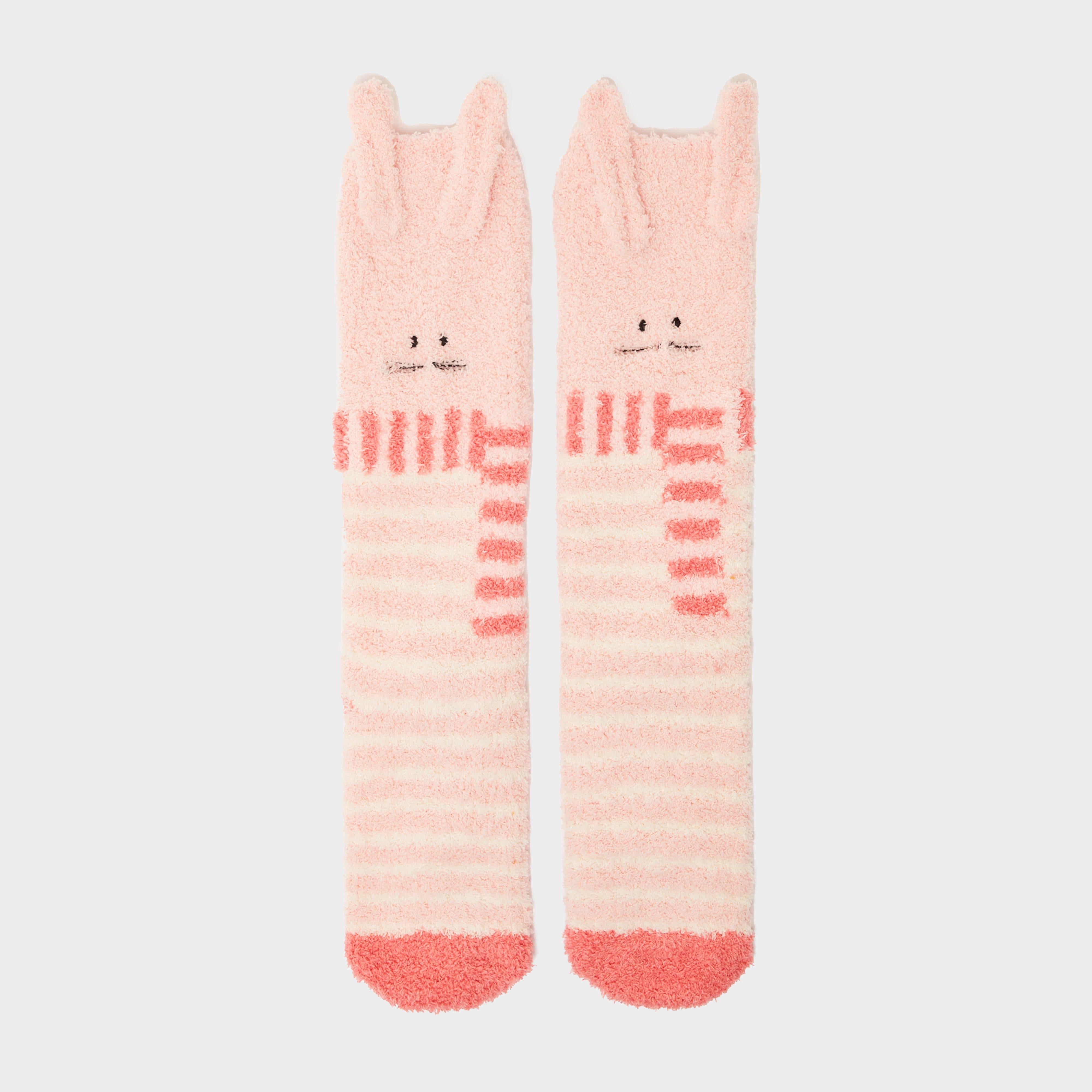 Kids Fluffy Character Socks Pink Bunny