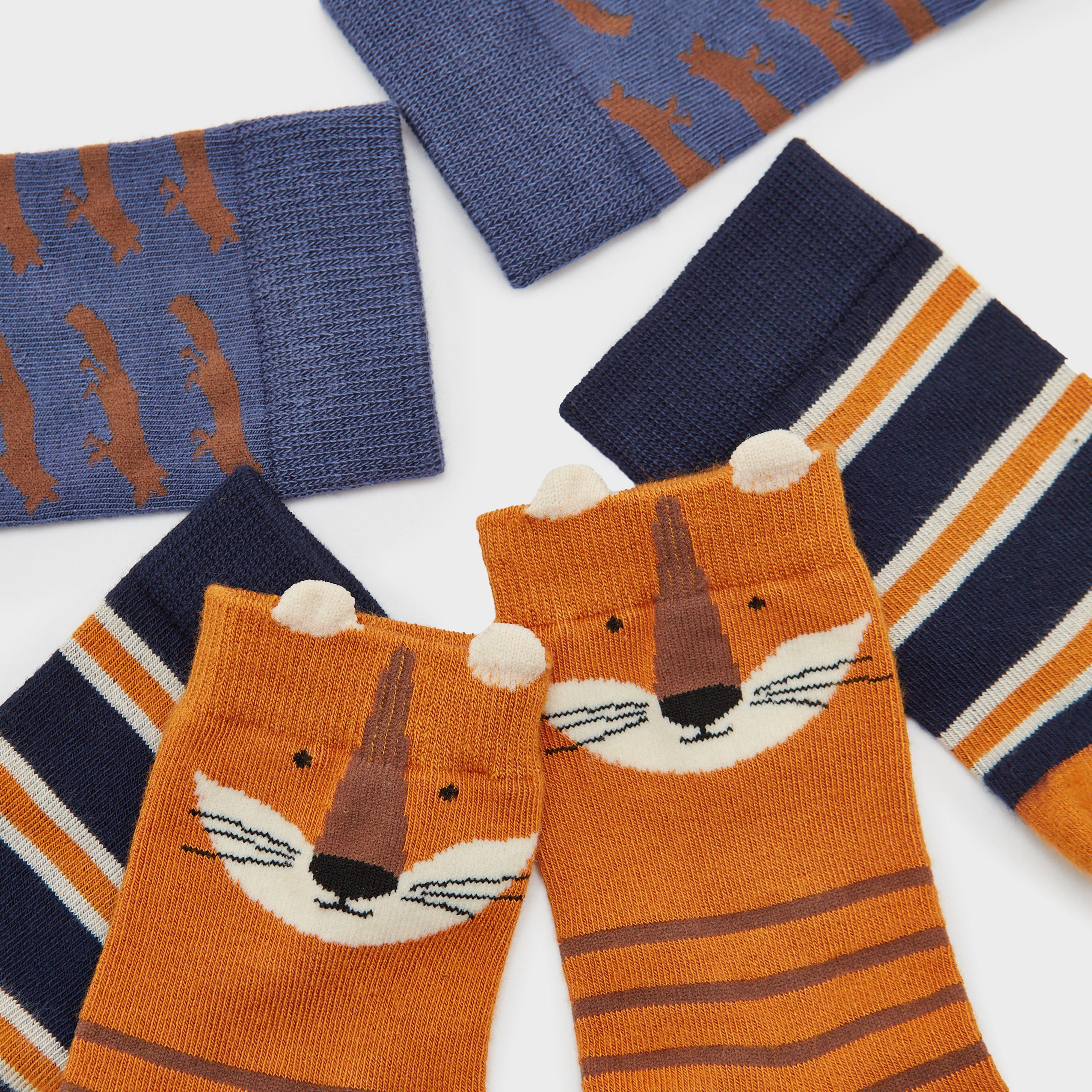 Kids Eat Feet 3 Pack Socks Orange/Navy